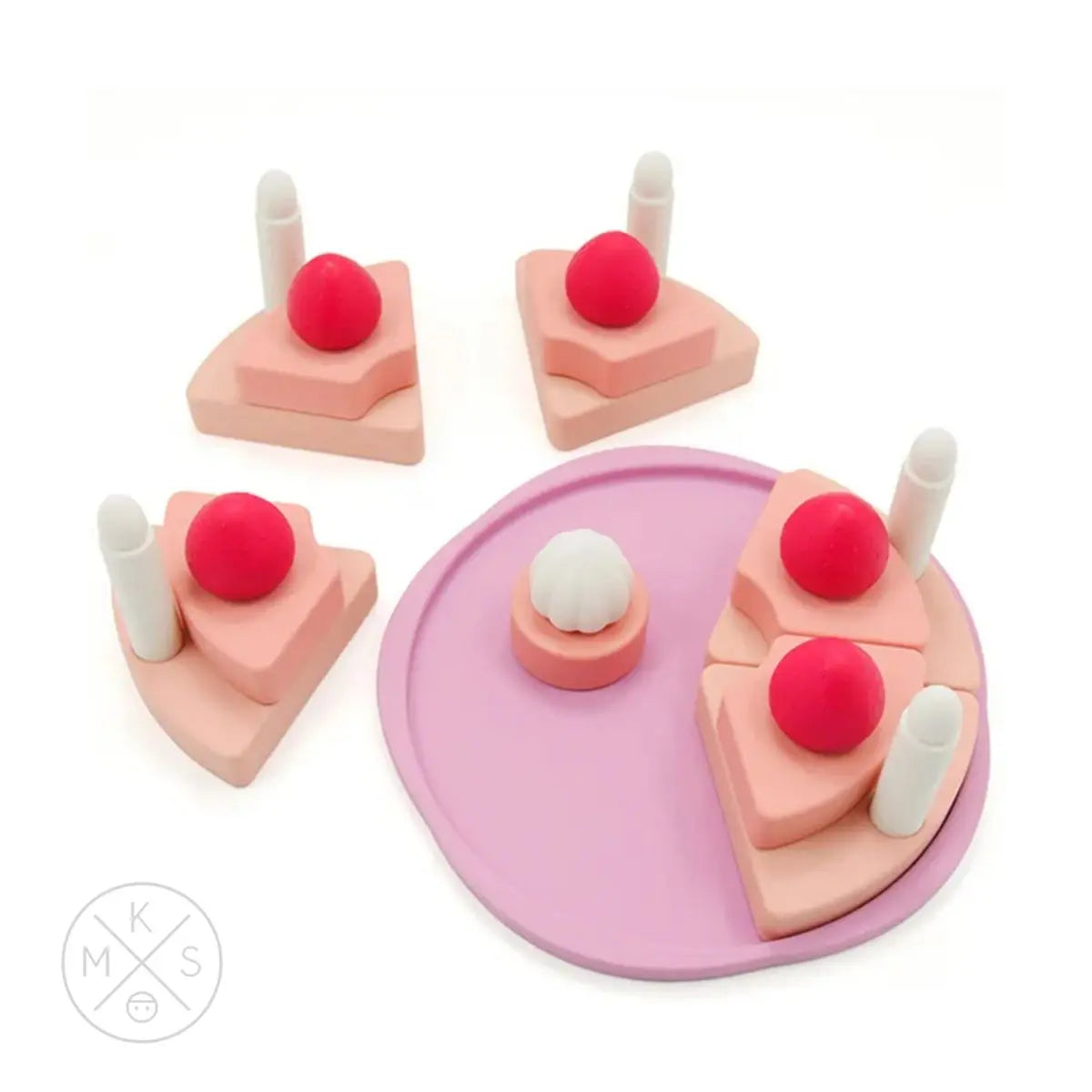 Silicone Strawberry Cake Pretend Play Stacker
