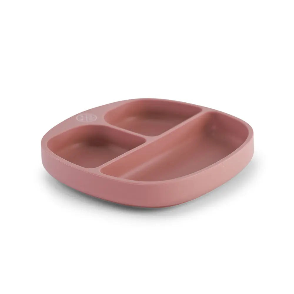 Silicone suction kids plate w/ dividing sections Dusty Pink