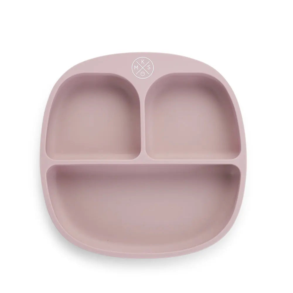 Silicone suction kids plate w/ dividing sections Lilac