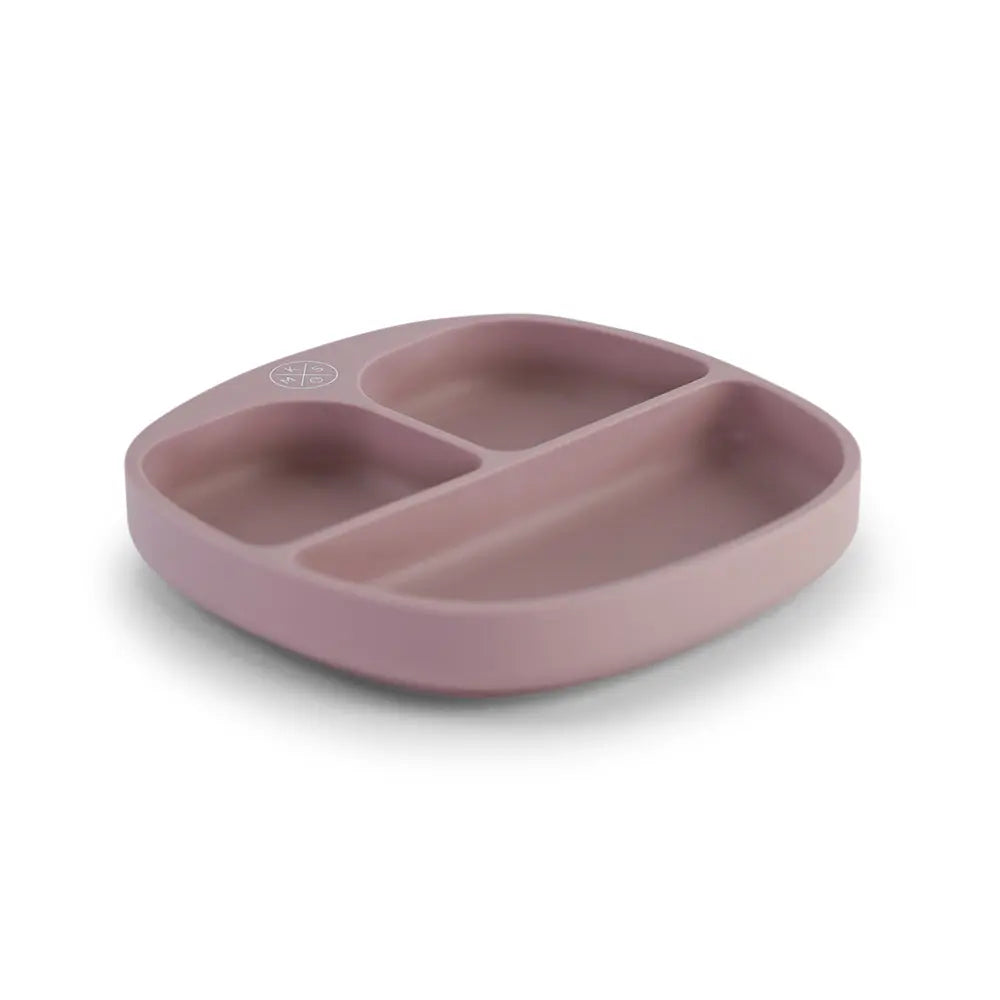 Silicone suction kids plate w/ dividing sections Lilac