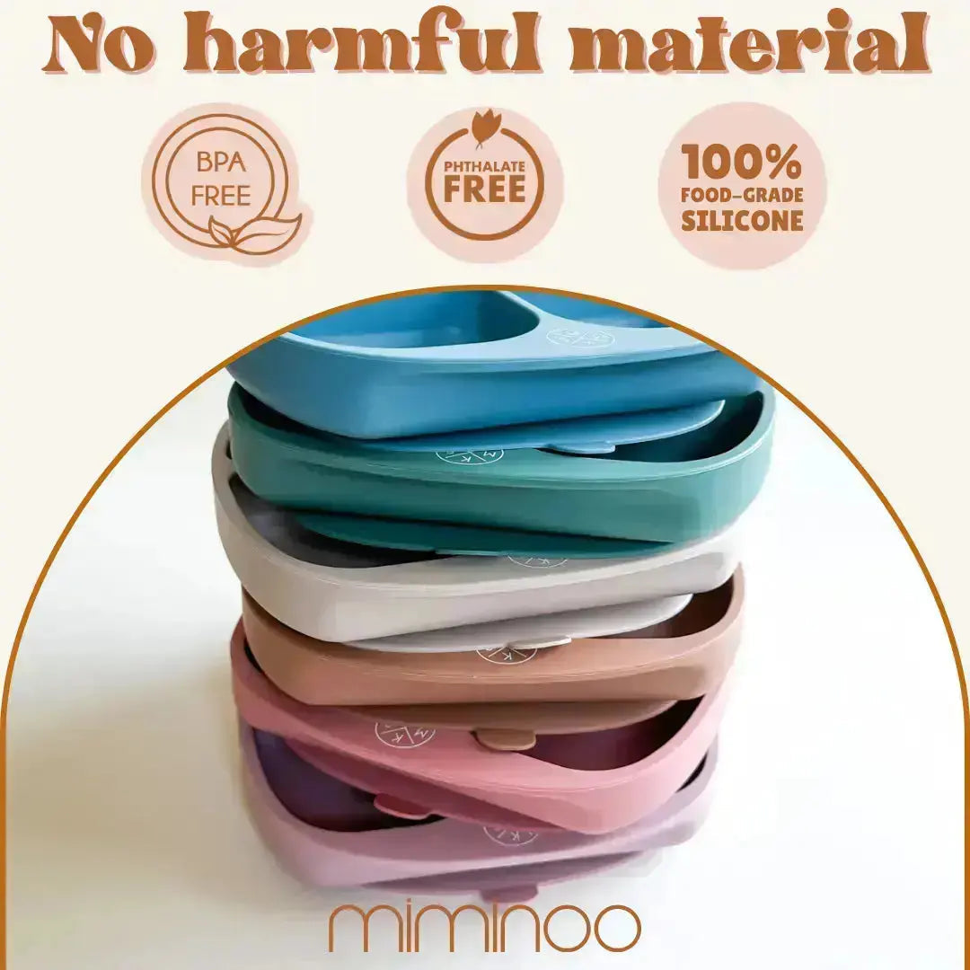 Silicone suction kids plate w/ dividing sections Dusty Pink