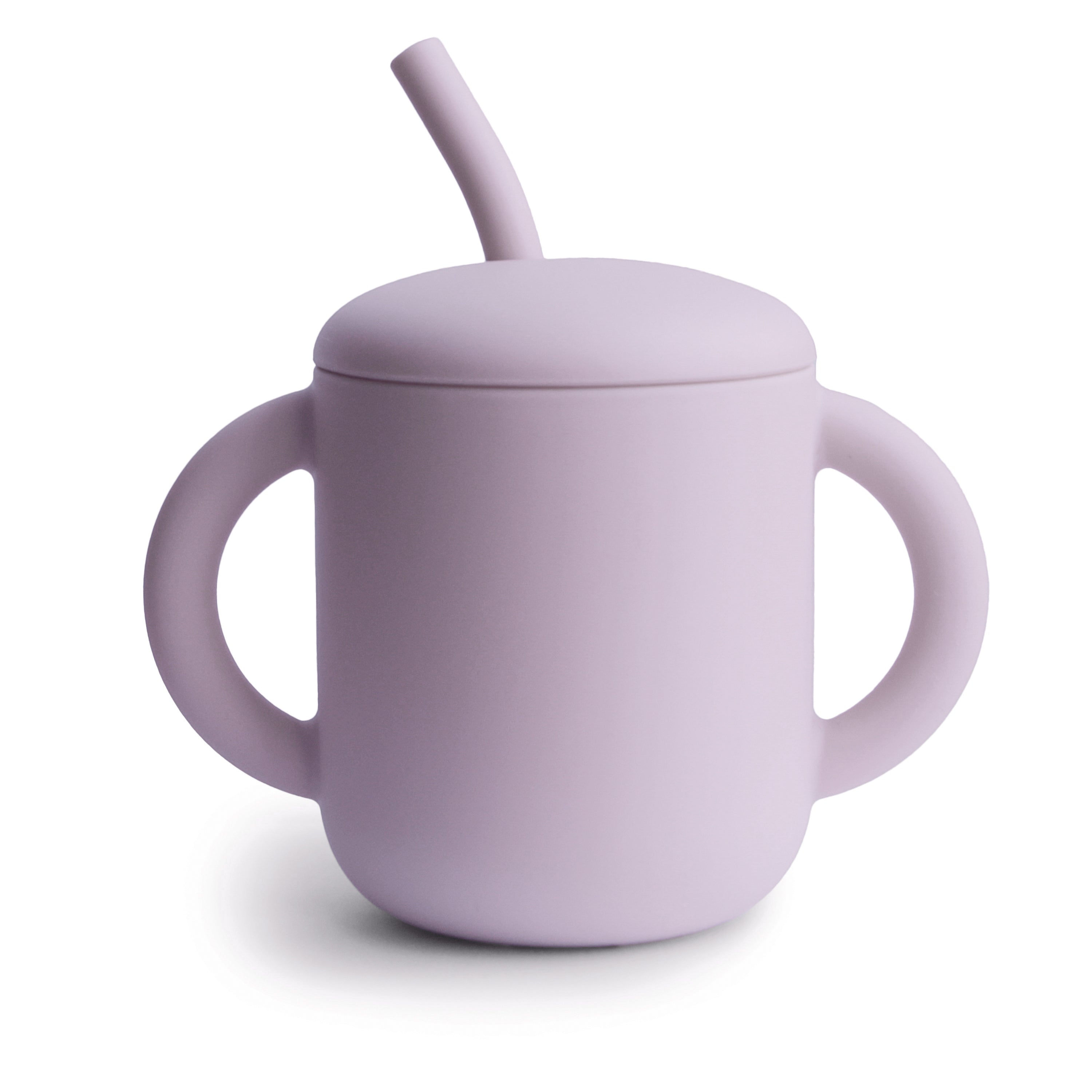 Silicone Training Cup + Straw Sippy Cups Mushie Soft Lilac  