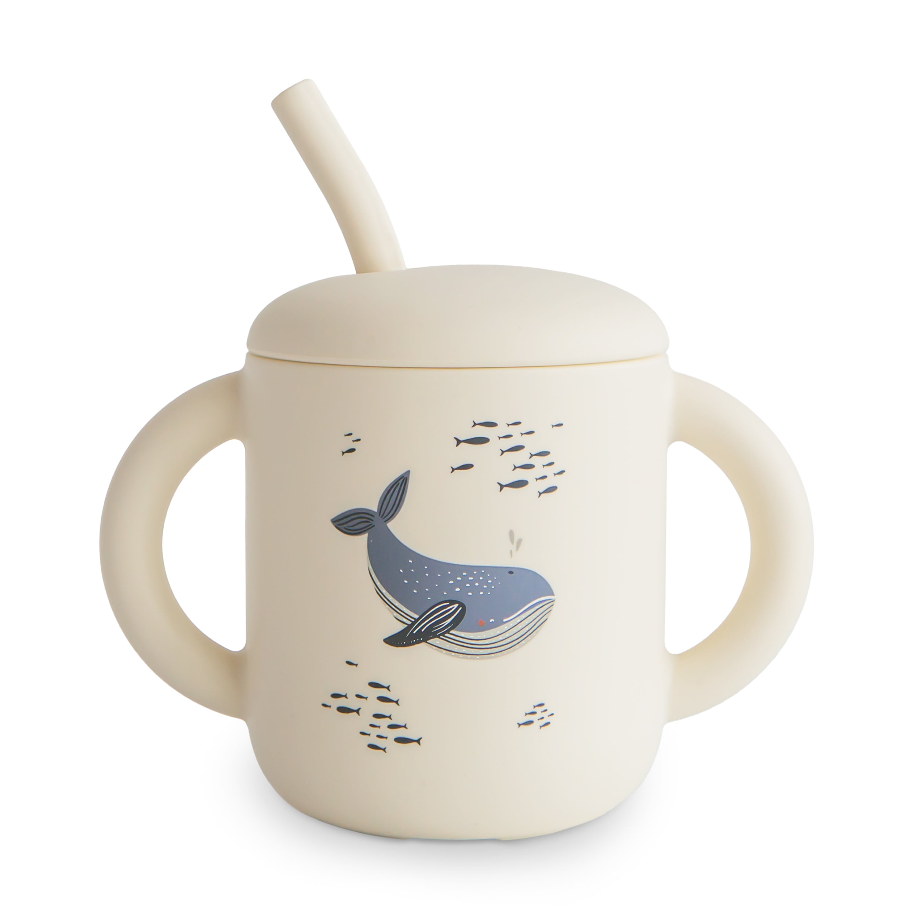 Silicone Training Cup + Straw Sippy Cups Mushie Whales  