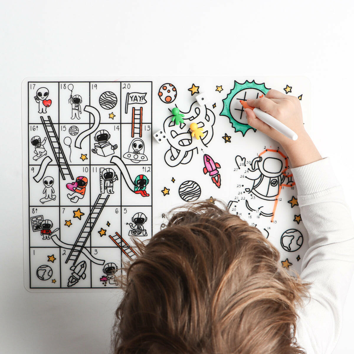 Silicone Reusable Coloring Tablemat Set - Space Games COLORING TABLEMAT MKS Miminoo   