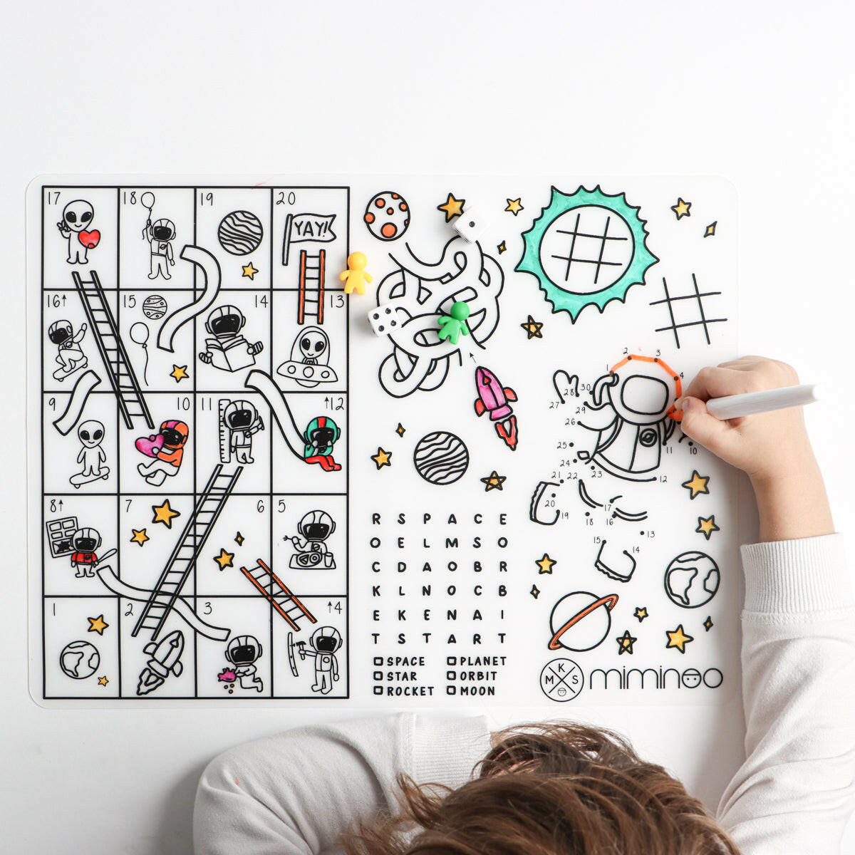 Silicone Reusable Coloring Tablemat Set - Space Games COLORING TABLEMAT MKS Miminoo   