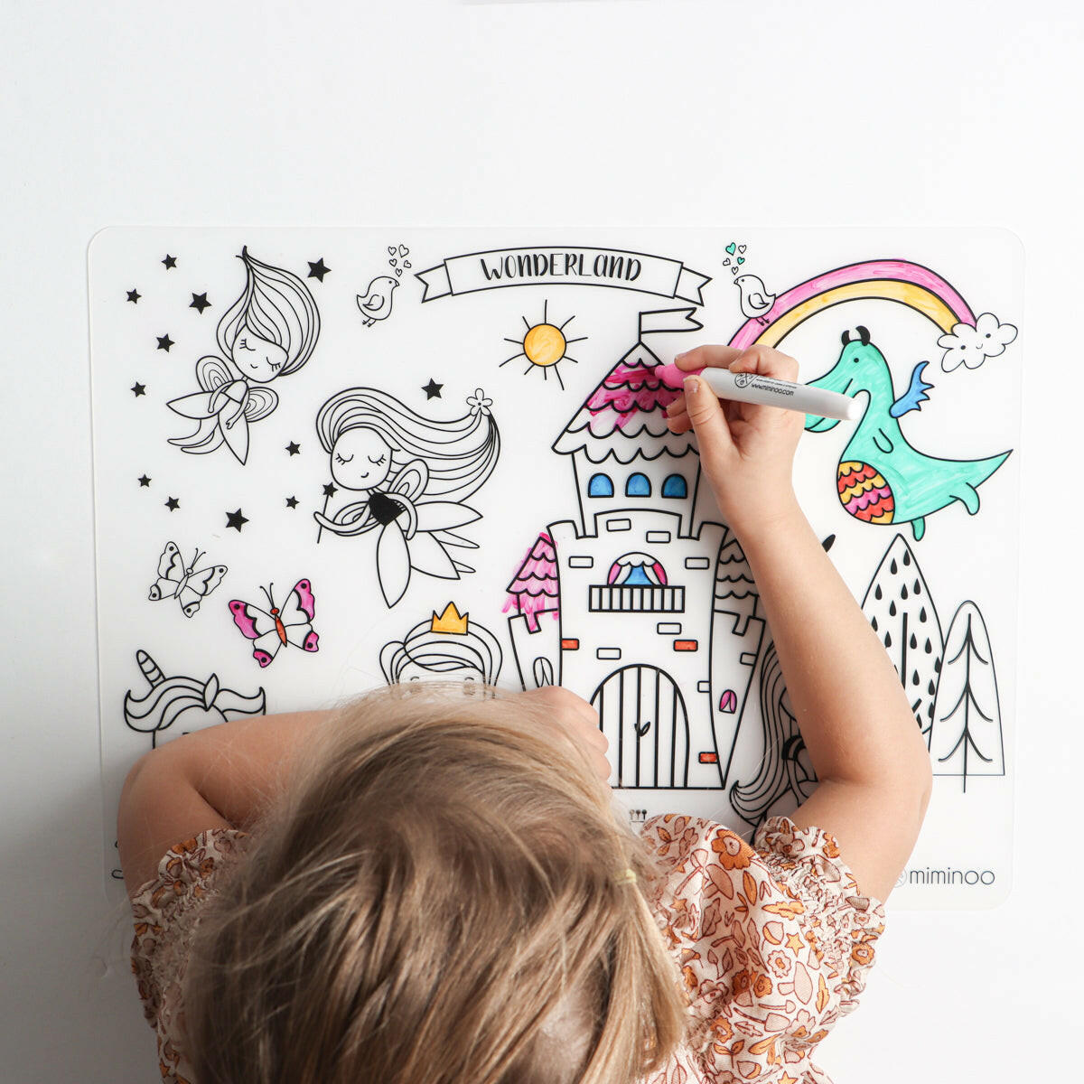 Silicone Reusable Coloring Tablemat Set - Wonderland COLORING TABLEMAT MKS Miminoo   