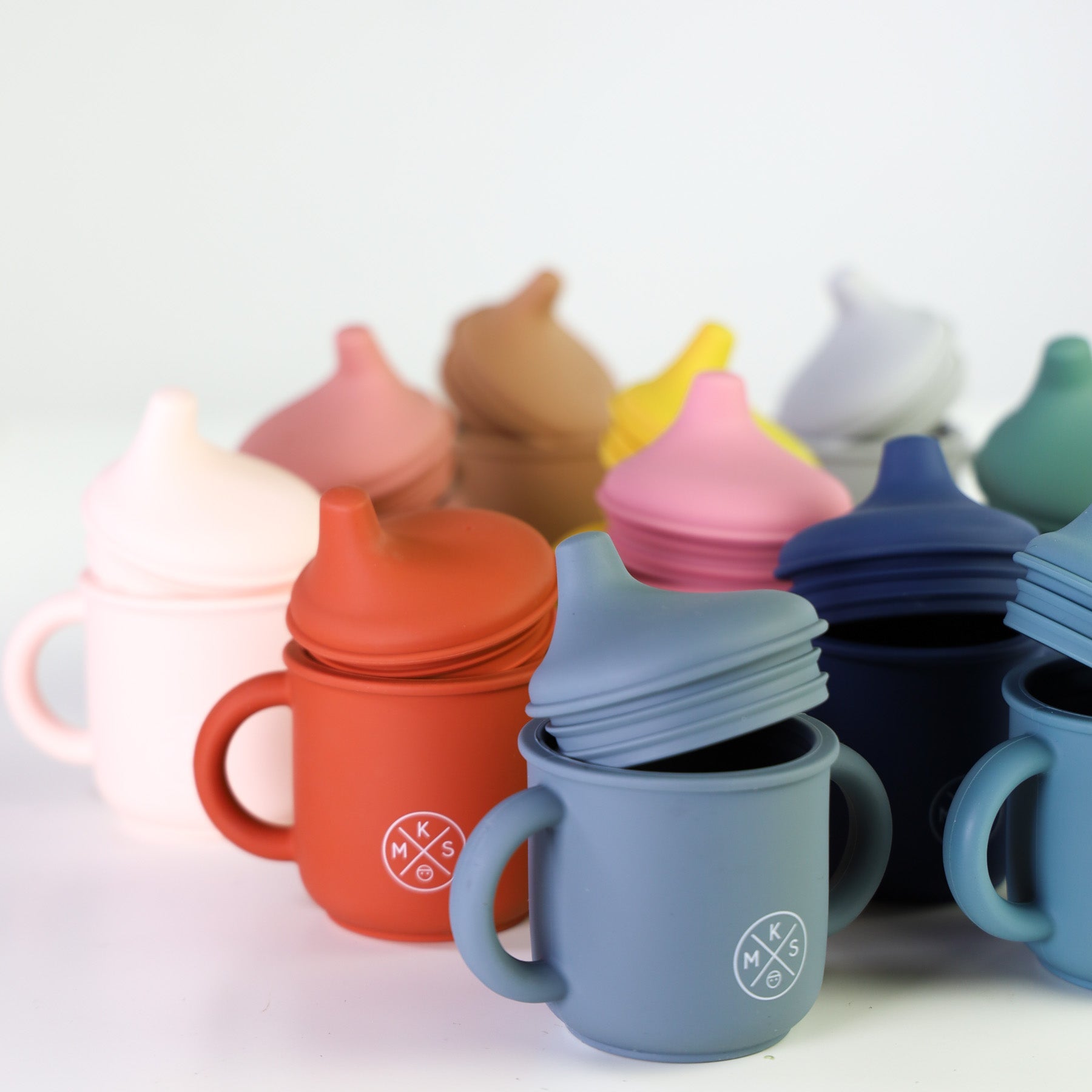 Silicone Sippy Cup with lid and handles Brick