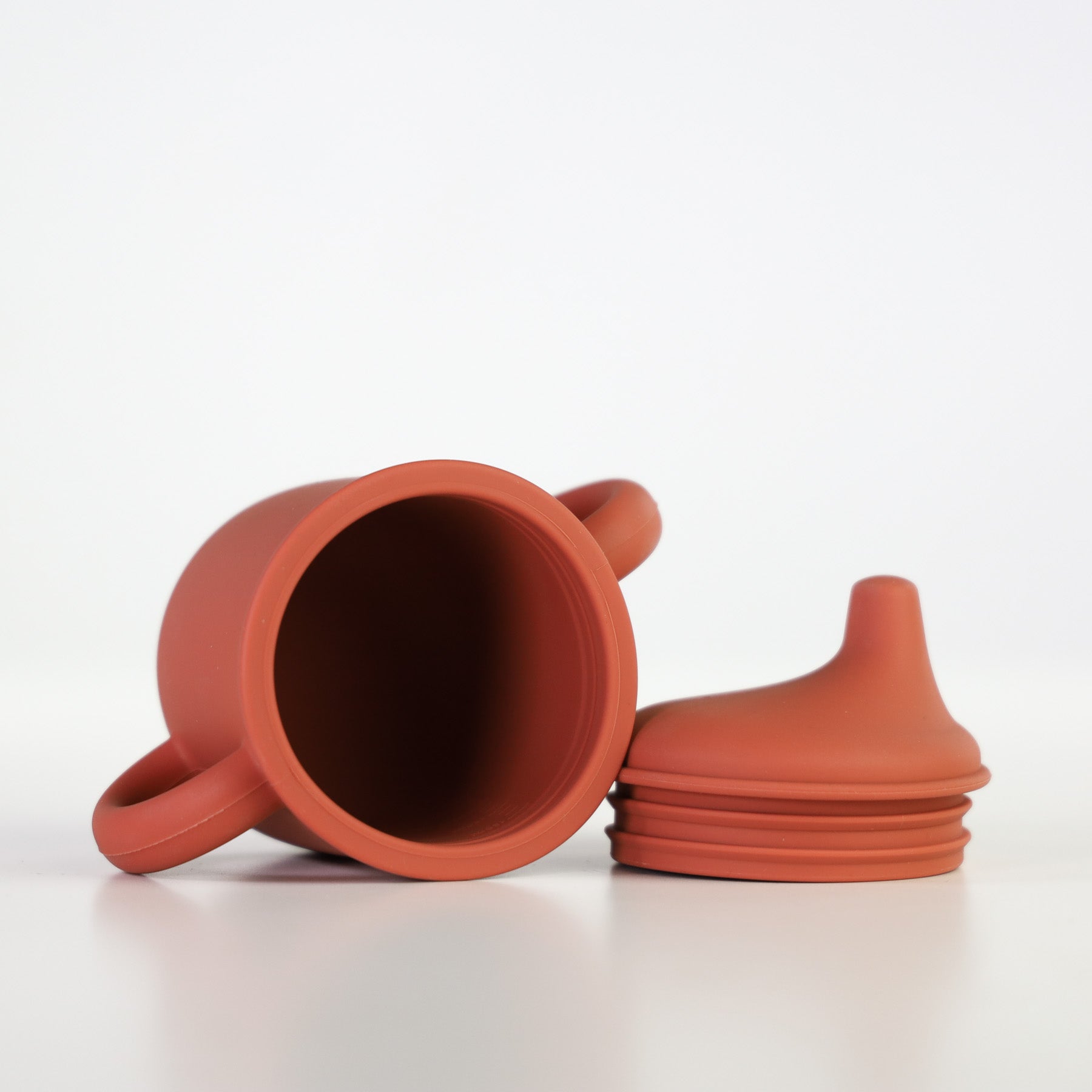 Silicone Sippy Cup with lid and handles Brick