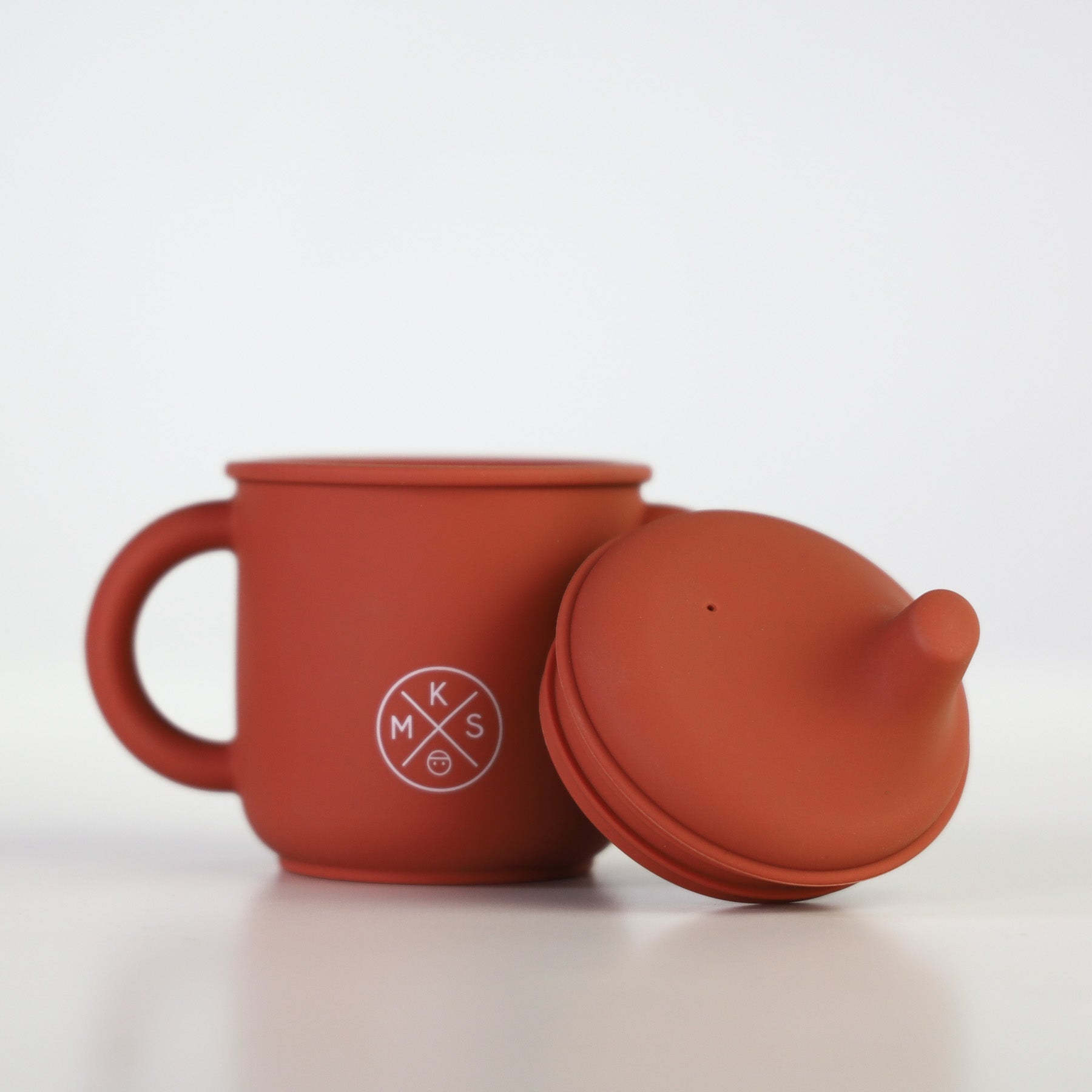 Silicone Sippy Cup with lid and handles Brick