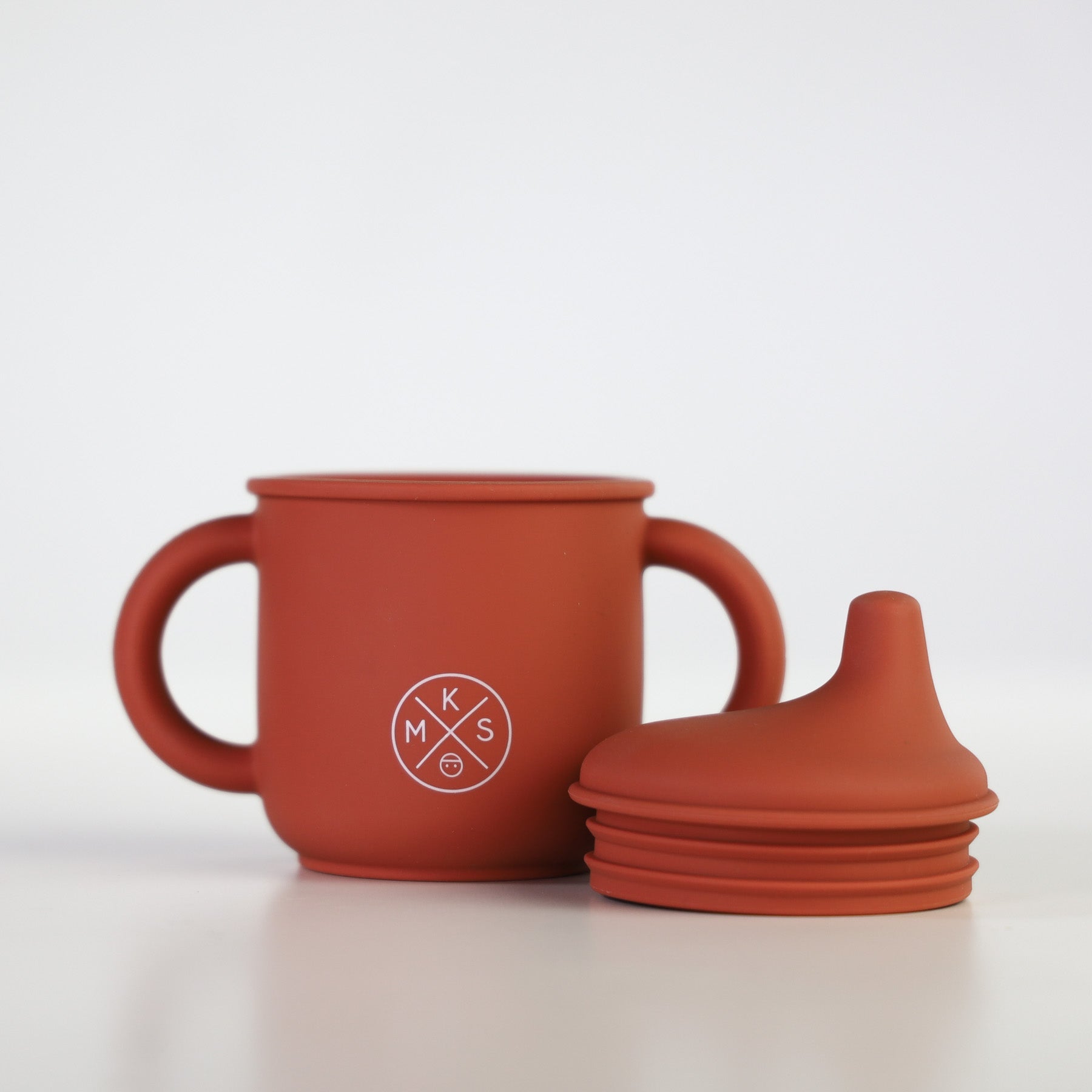 Silicone Sippy Cup with lid and handles Brick