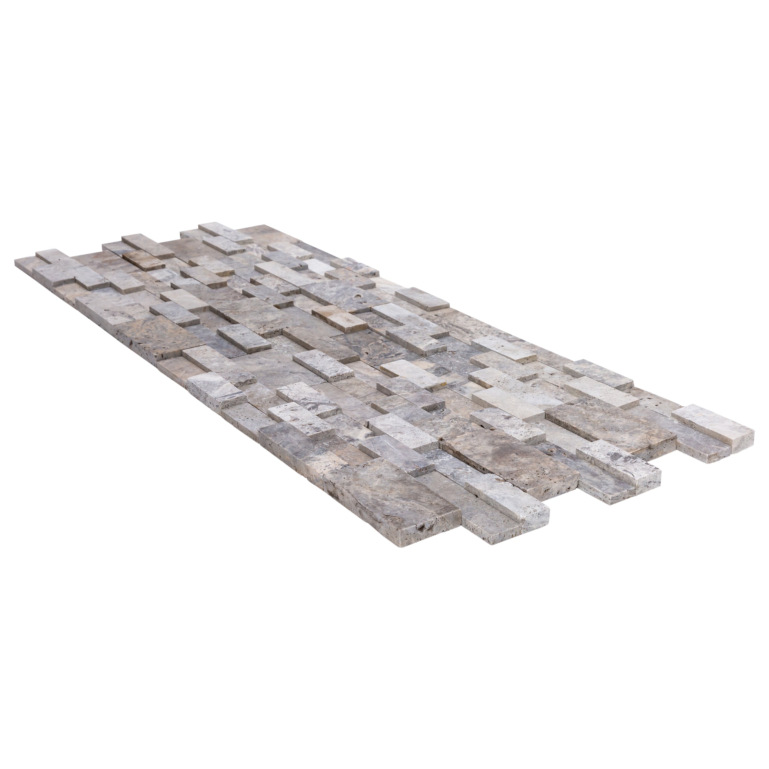 Silver Ledger 3D Panel 6"x24" Natural Travertine Wall Tile - Belair Collection