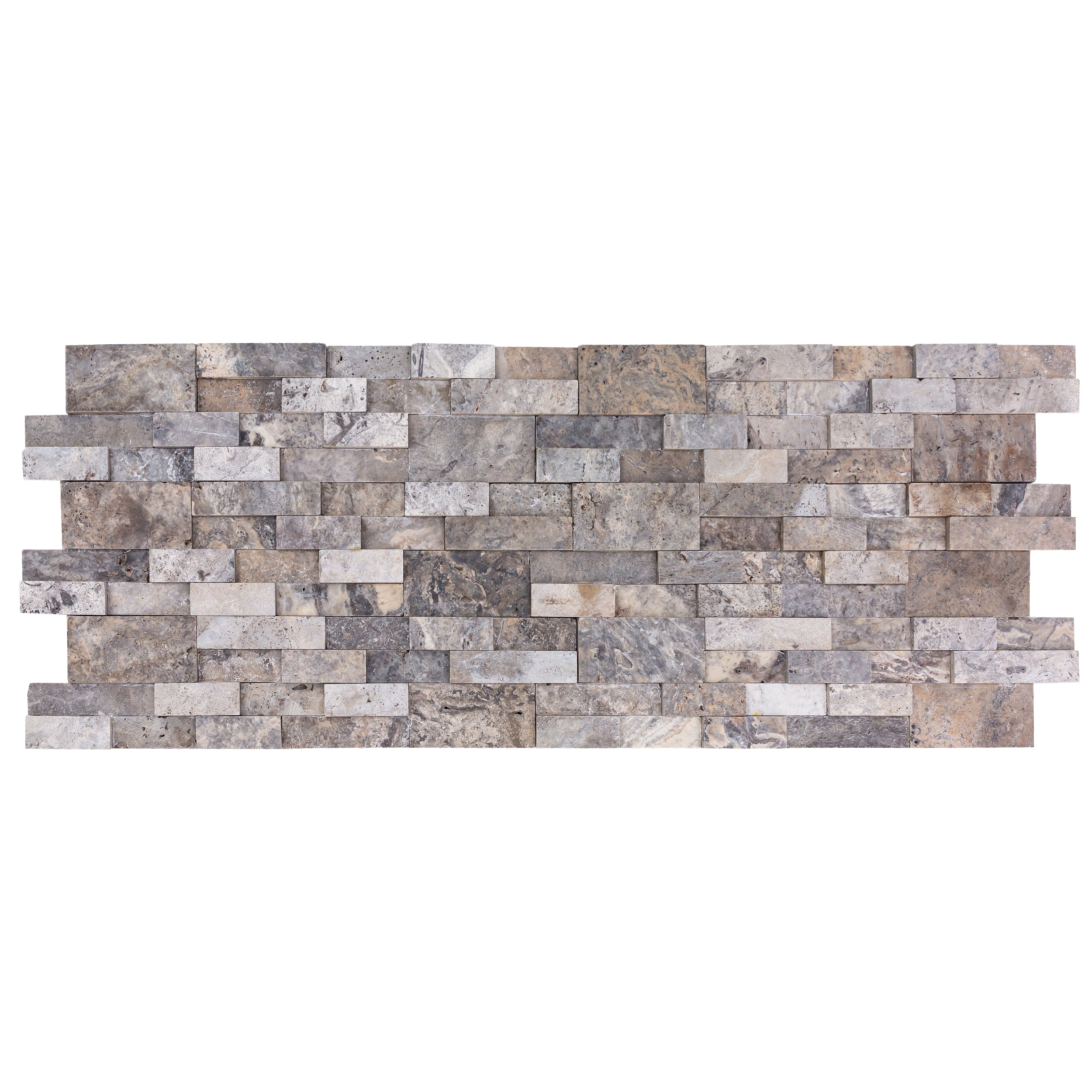Silver Ledger 3D Panel 6"x24" Natural Travertine Wall Tile - Belair Collection