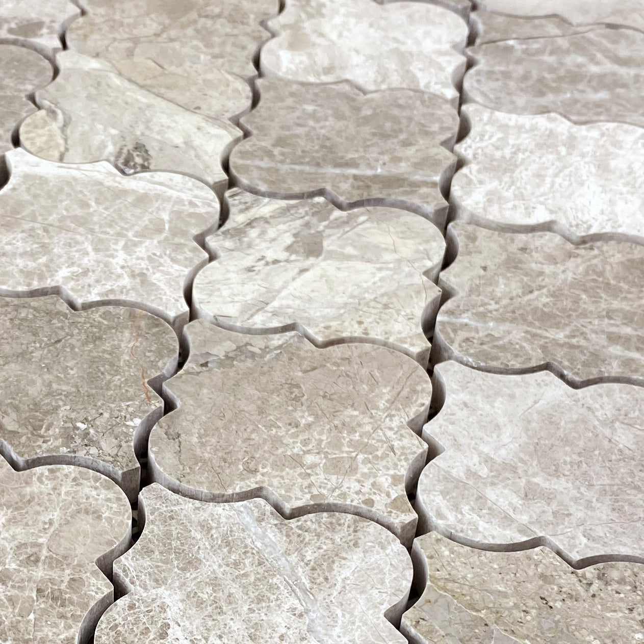 Silver Shadow Marble Casablanca on 12" x 12" Mesh Mosaic Tile - Belair Collection