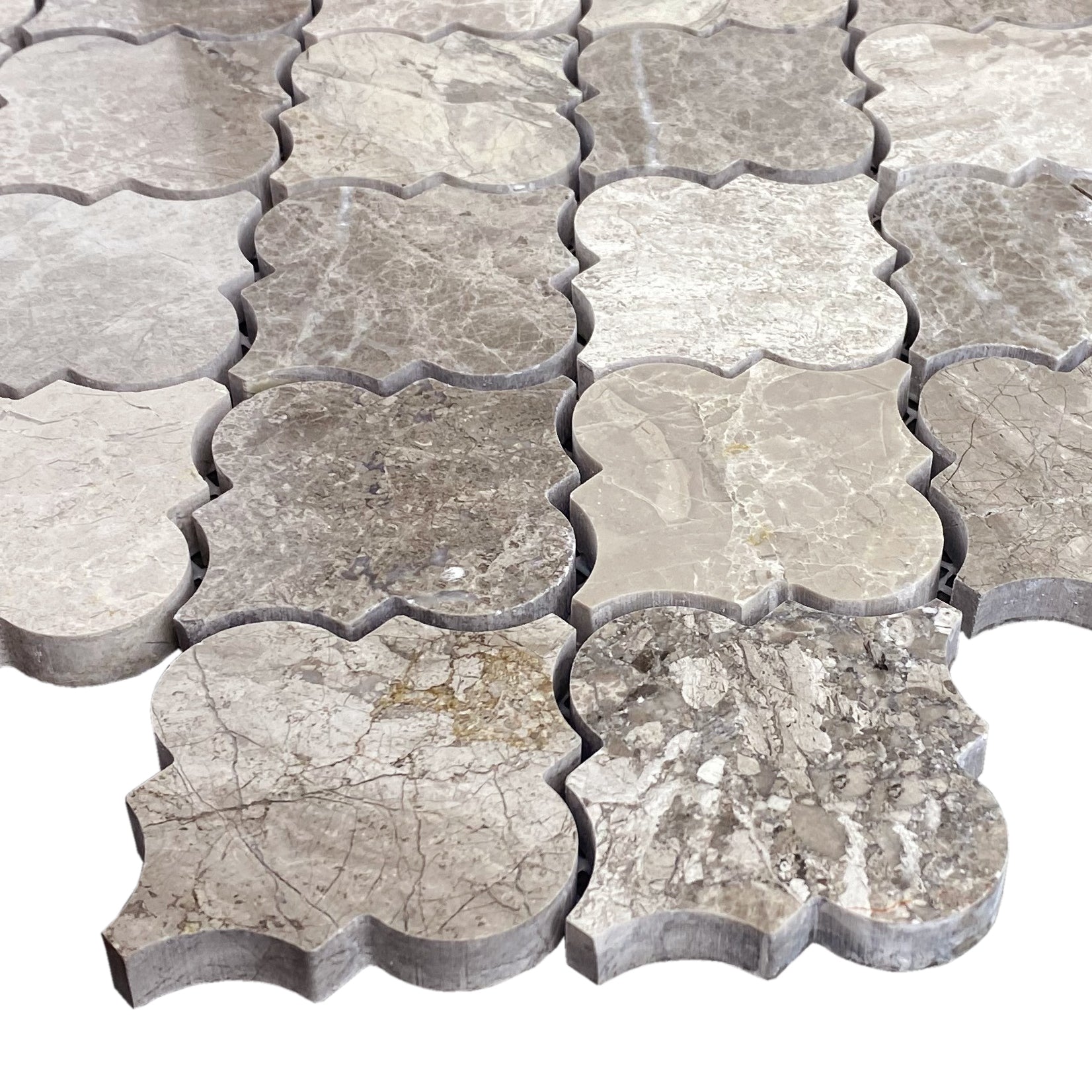 Silver Shadow Marble Casablanca on 12" x 12" Mesh Mosaic Tile - Belair Collection