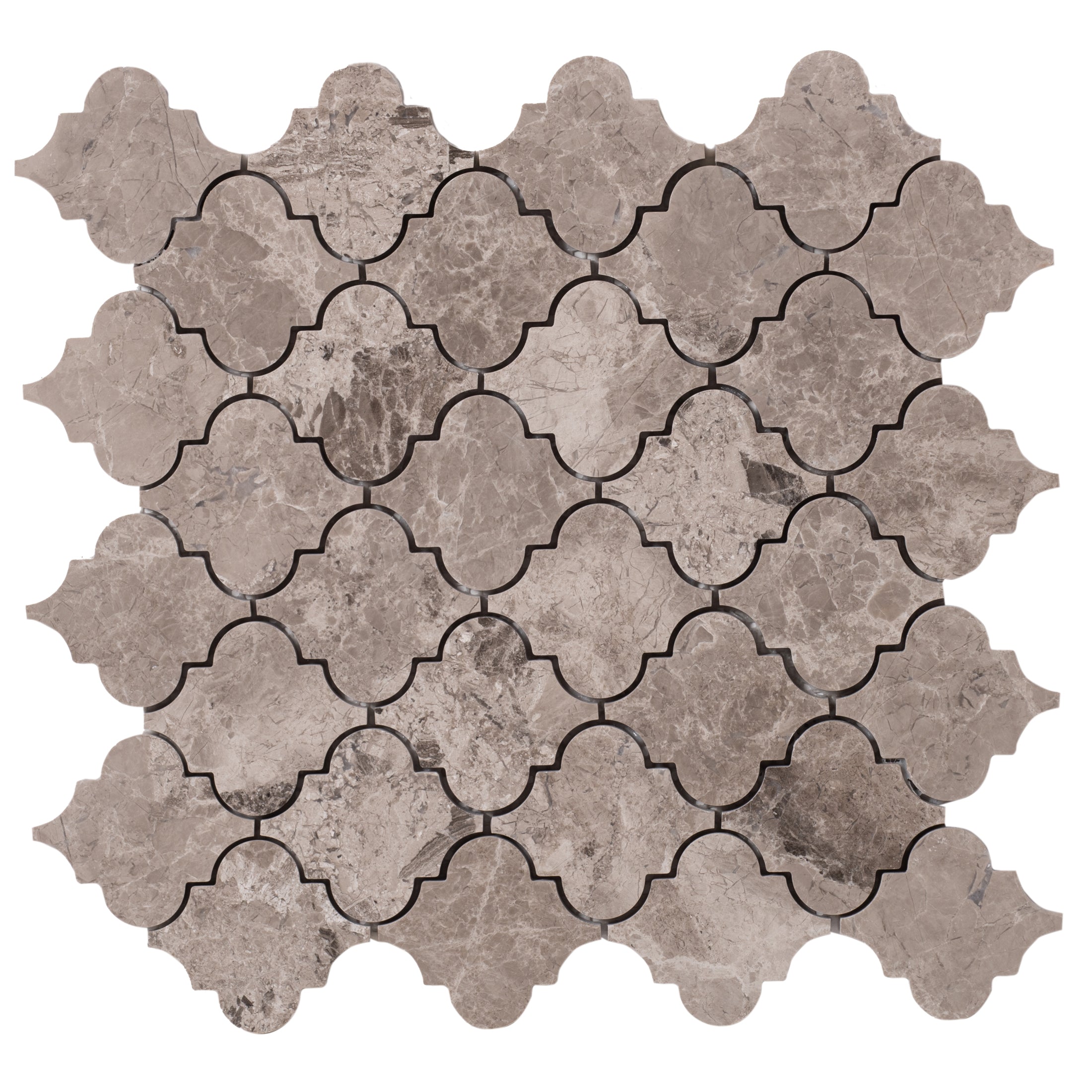 Silver Shadow Marble Casablanca on 12" x 12" Mesh Mosaic Tile - Belair Collection