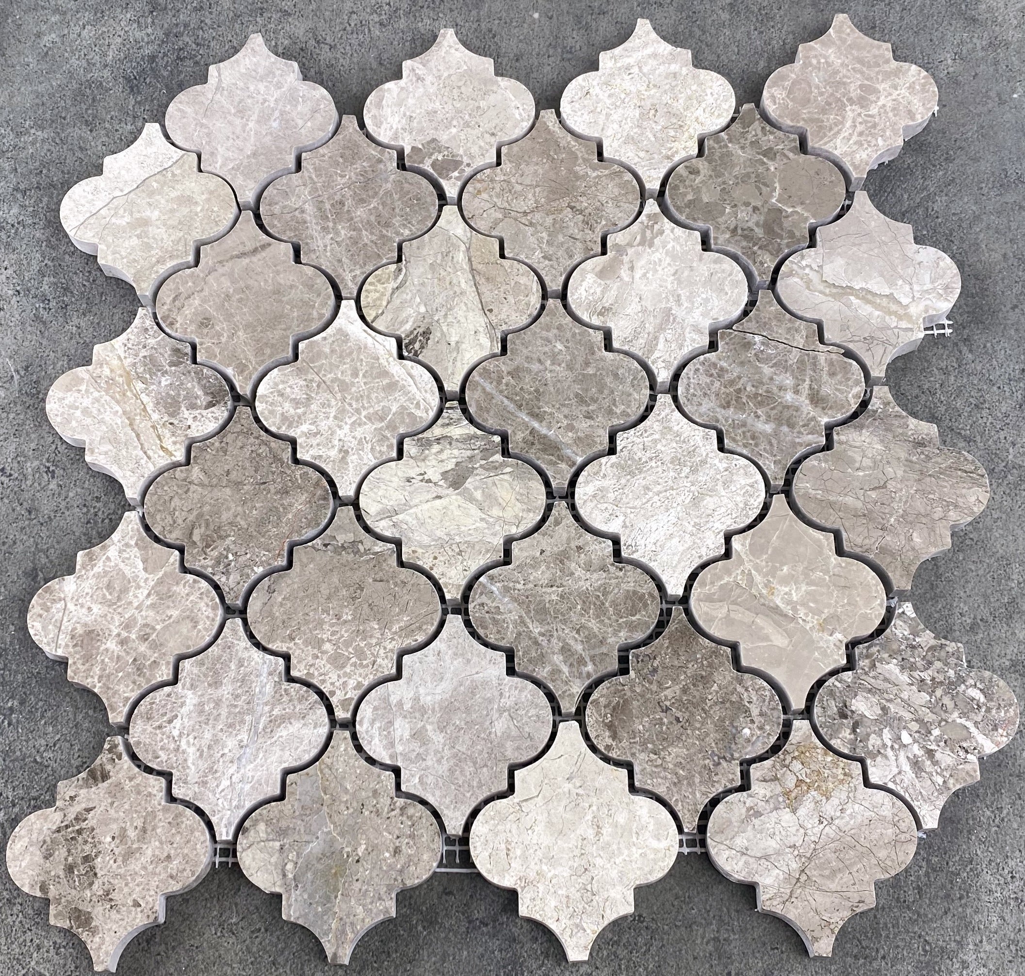 Silver Shadow Marble Casablanca on 12" x 12" Mesh Mosaic Tile - Belair Collection
