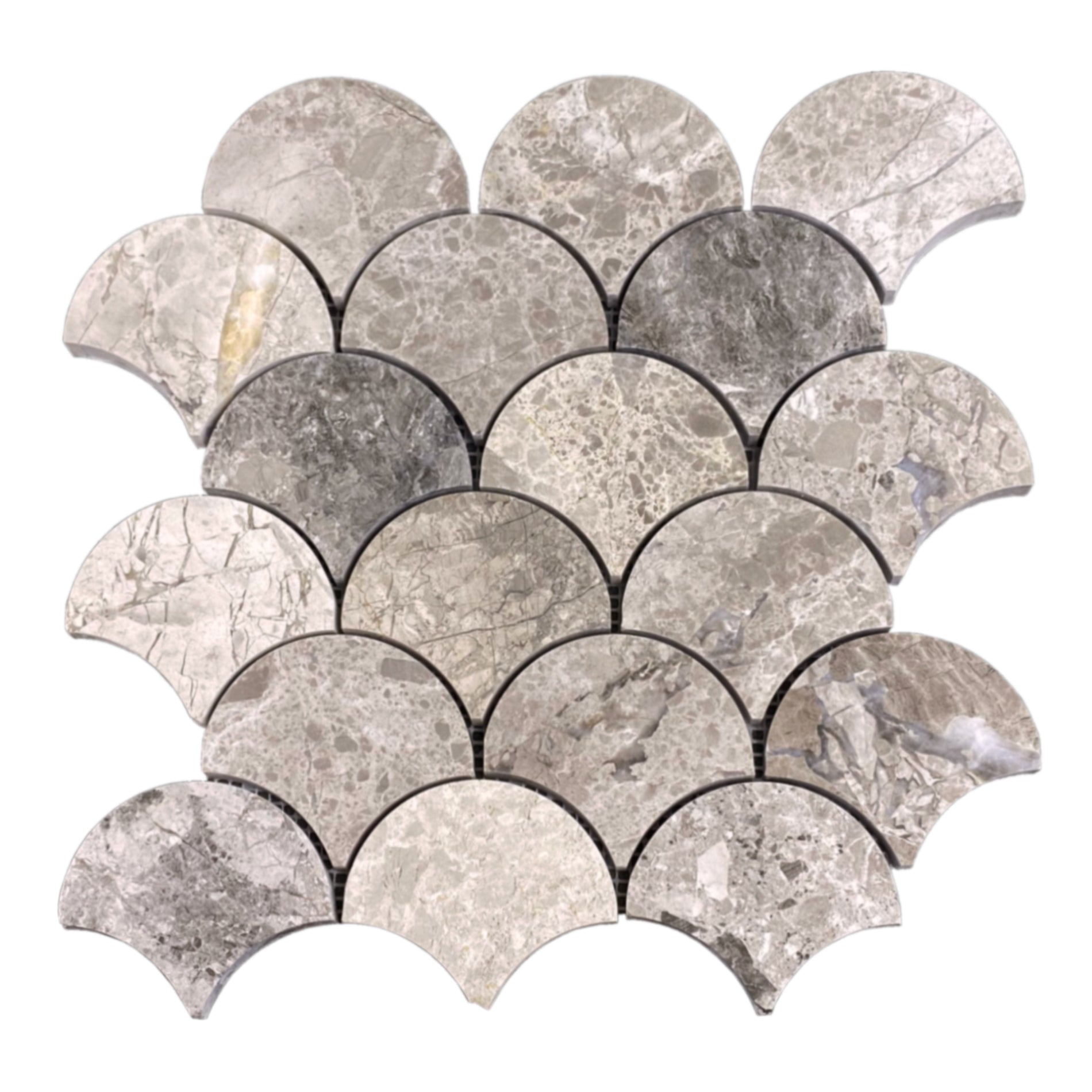 Silver Shadow Marble Laguna on 12" x 12" Mesh Mosaic Tile - Belair Collection