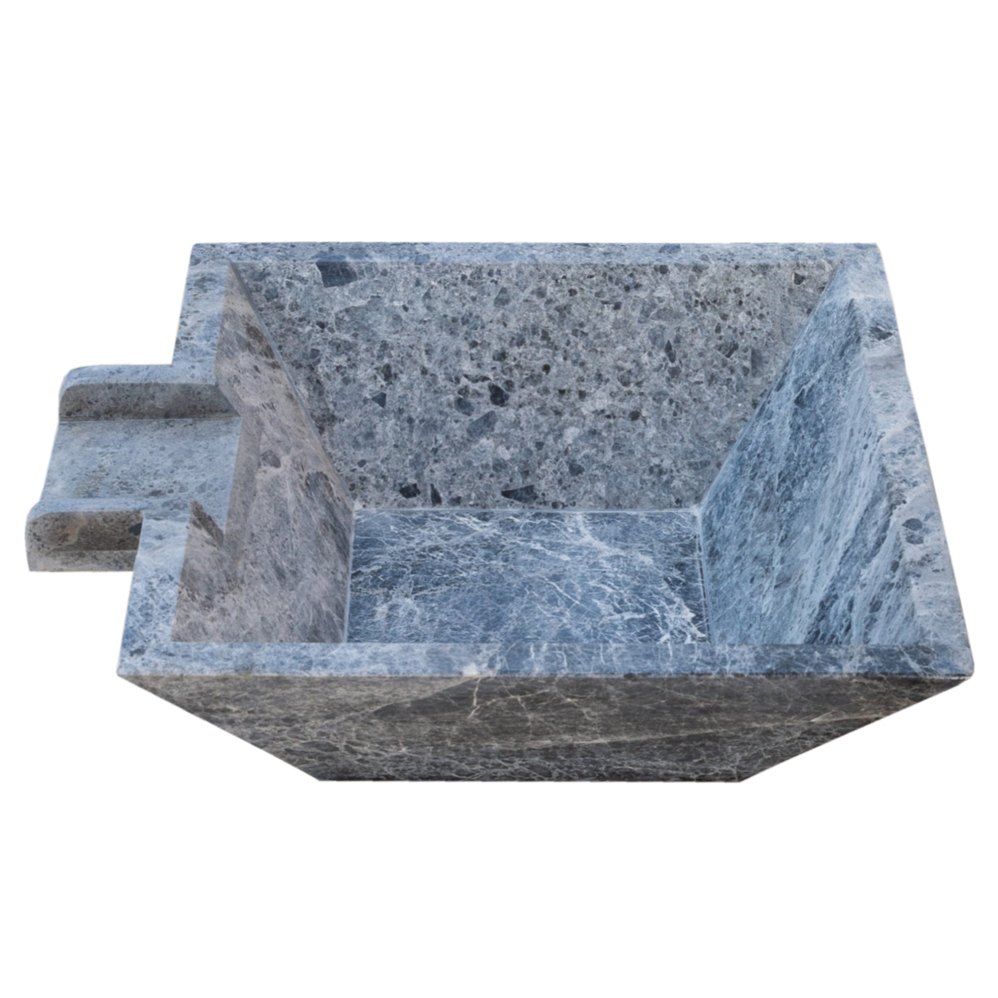 Silver Shadow Marble Natural Stone Pool Square Cascade Water Bowl - Belair Collection