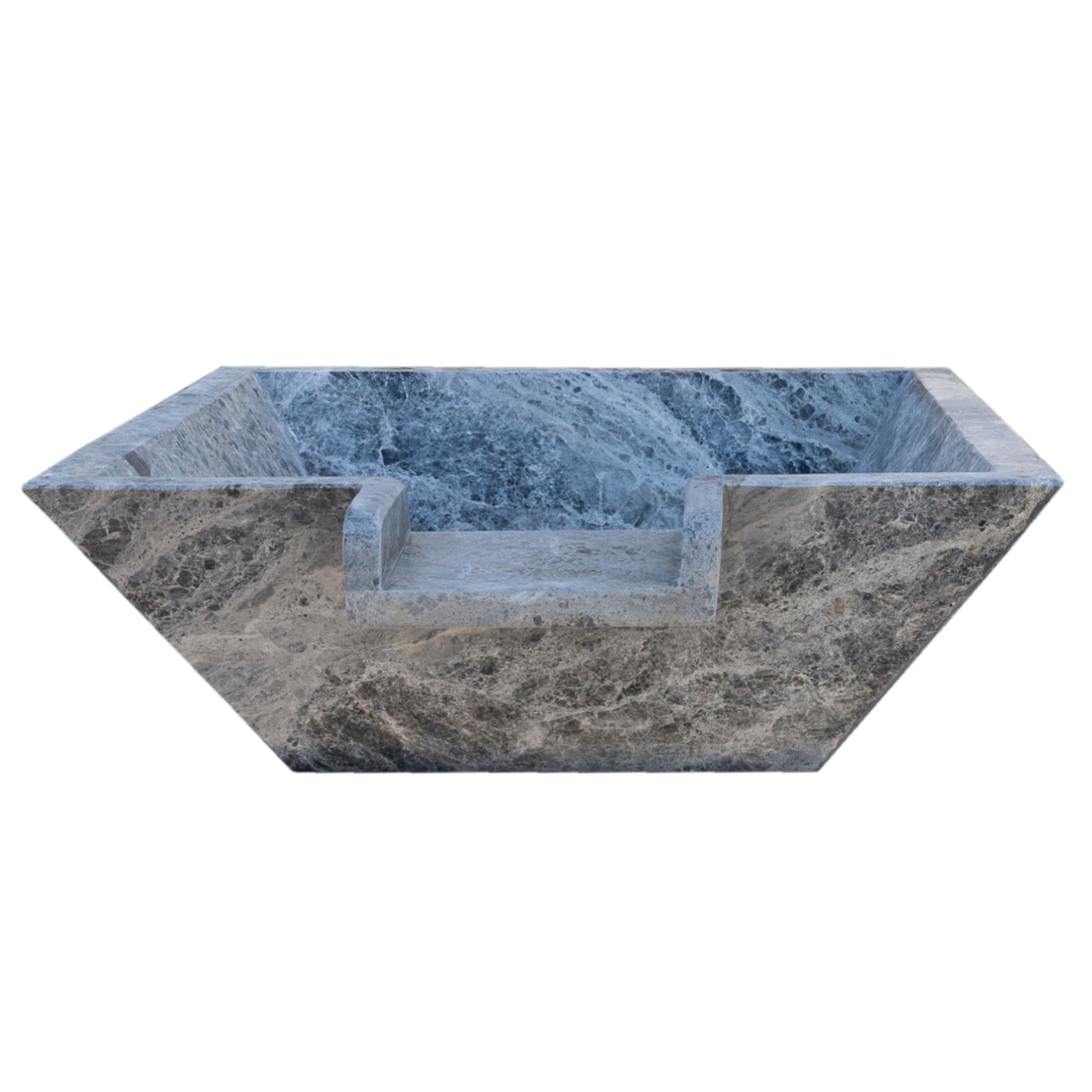 Silver Shadow Marble Natural Stone Pool Square Cascade Water Bowl - Belair Collection