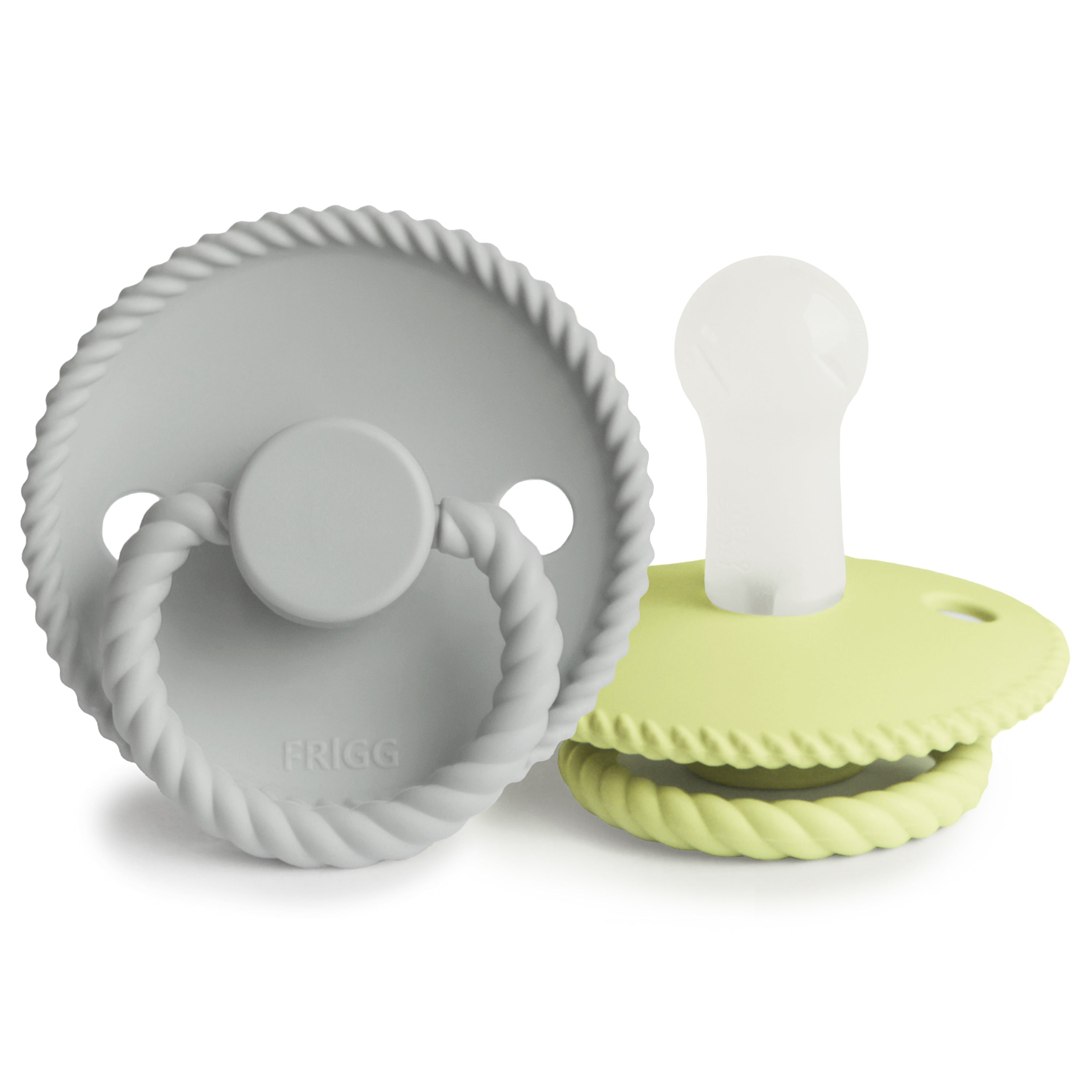 FRIGG Rope Silicone Pacifier 2-Pack FRIGG PACIFIERS Mushie Silver Gray/Green Tea 6-18 months 