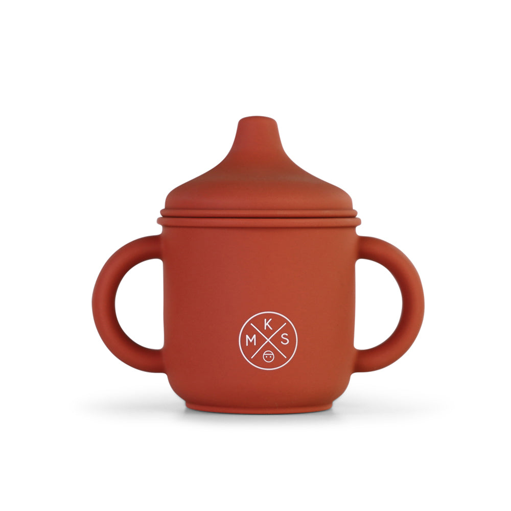 Silicone Sippy Cup with lid and handles Brick