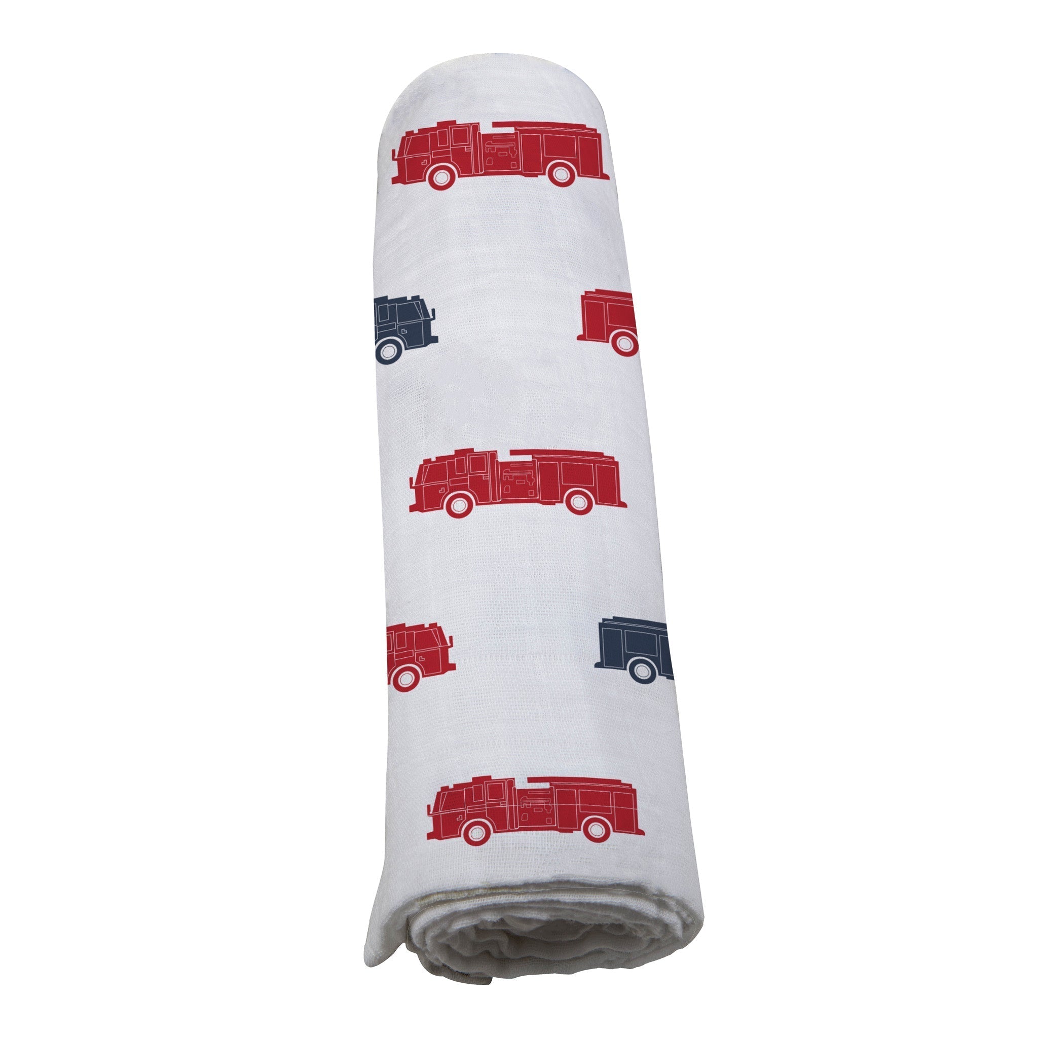 Blue and Red Fire Trucks Swaddle