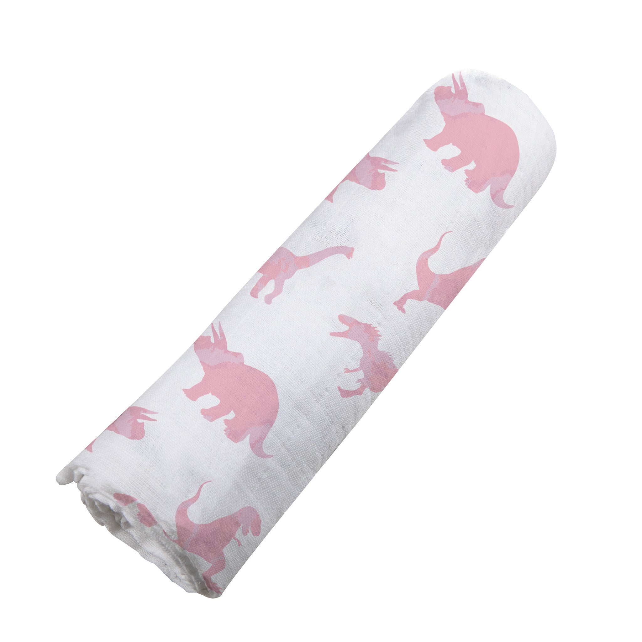 Pink Dinosaurs Bamboo Muslin Swaddle