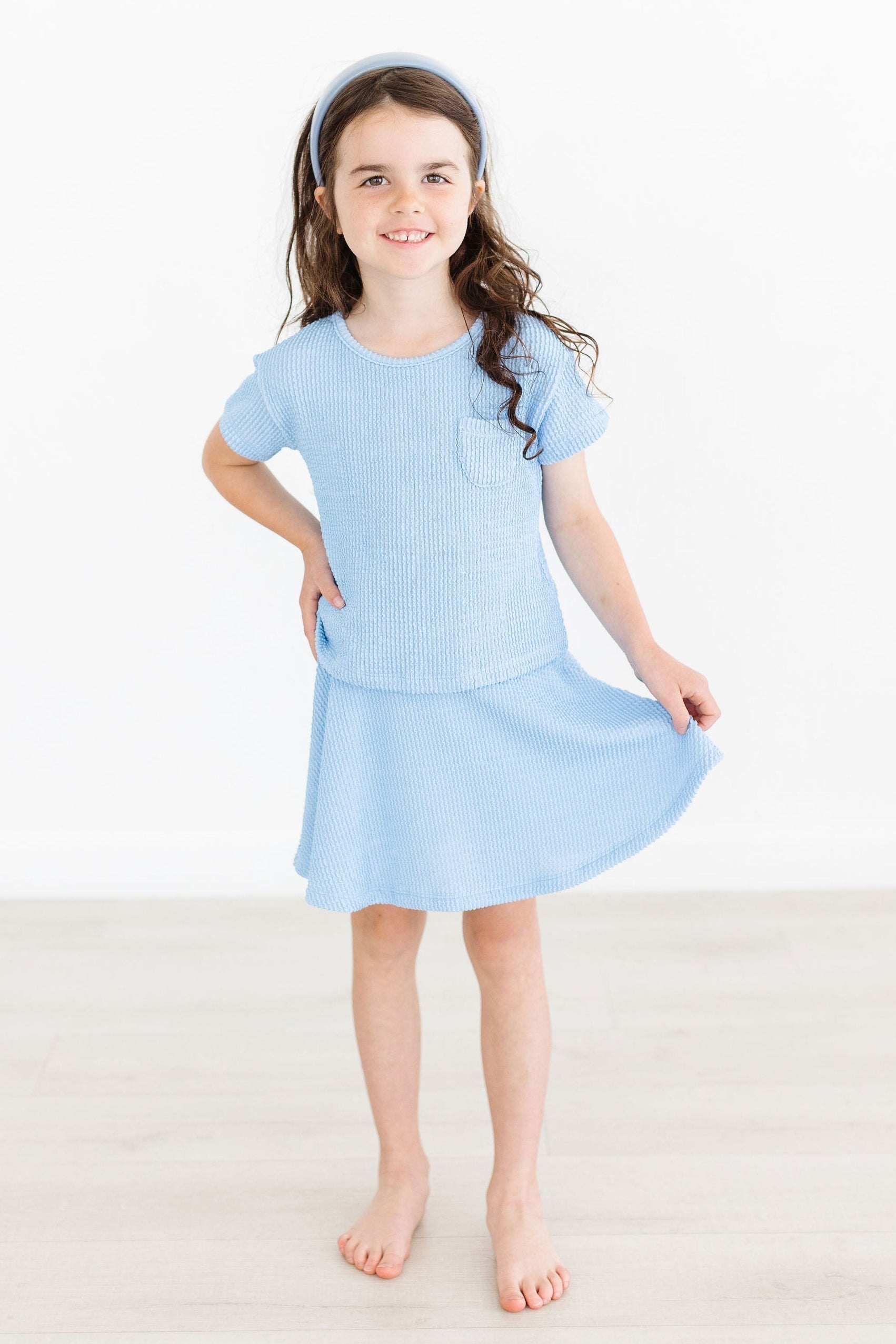 Sky Blue Scrunchy Twirl Skort