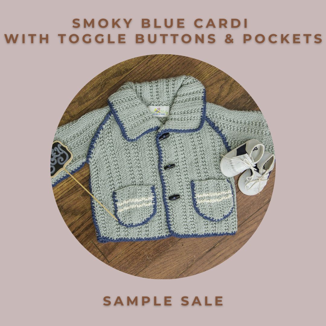 Smoky Blue Cardi with Toggle Buttons & Pockets