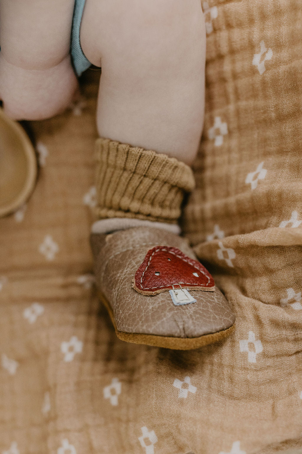 Mushrooms on Chai Leather Shoes Moccs Baby and Toddler Baby Shoes Starry Knight Design   