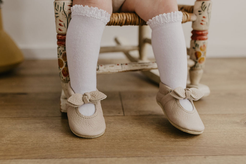 Latte & Flax BELLA JANES Shoes Baby and Toddler Baby Shoes Starry Knight Design Flax (right) 00 ( tiny) 3.65" 