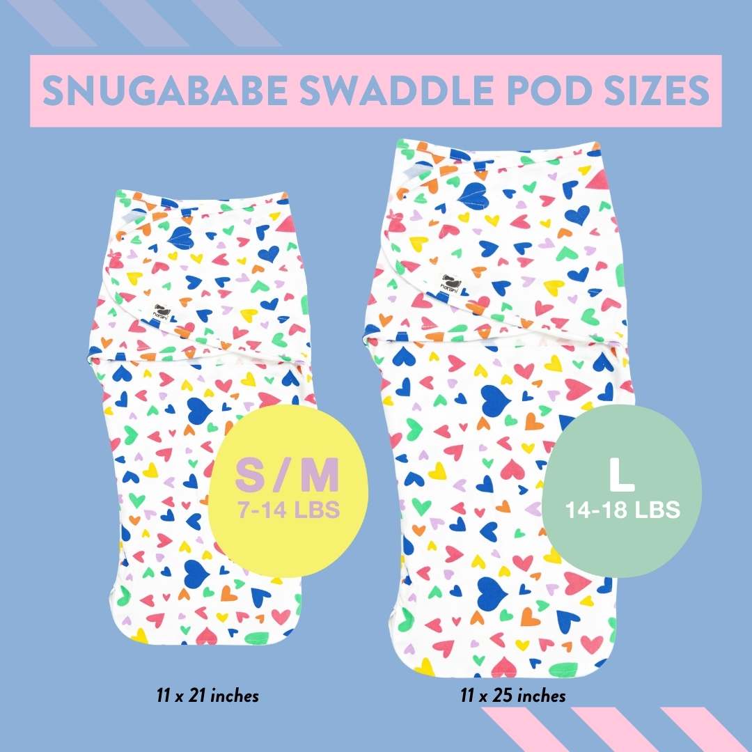 Snugababe Swaddle™ Sleep Pod - Colorful Hearts
