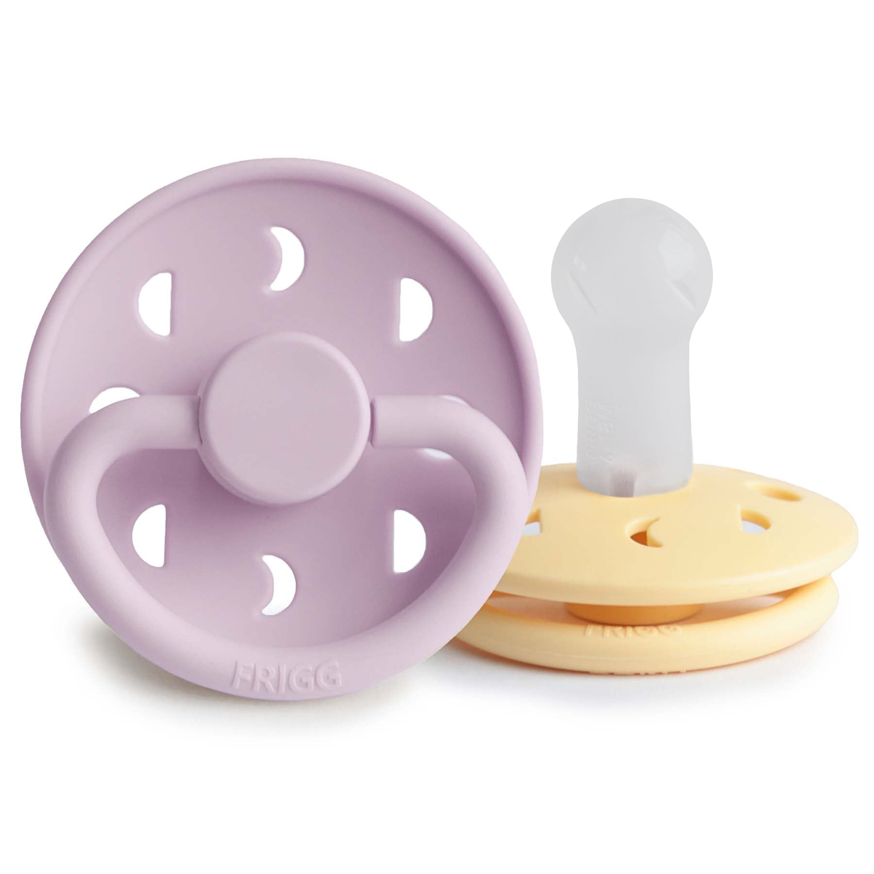 FRIGG Moon Silicone Pacifier 2-Pack FRIGG PACIFIERS Mushie Soft Lilac/Daffodil 6-18 months 