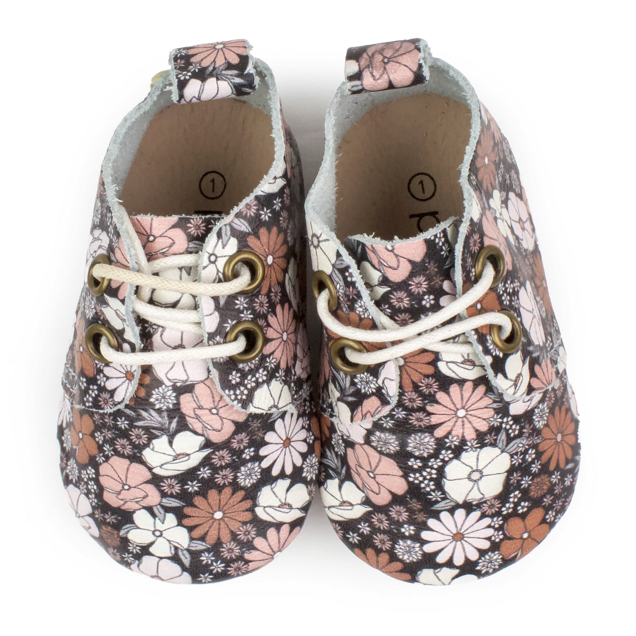 Black Floral - Low Top Oxfords - Soft Sole