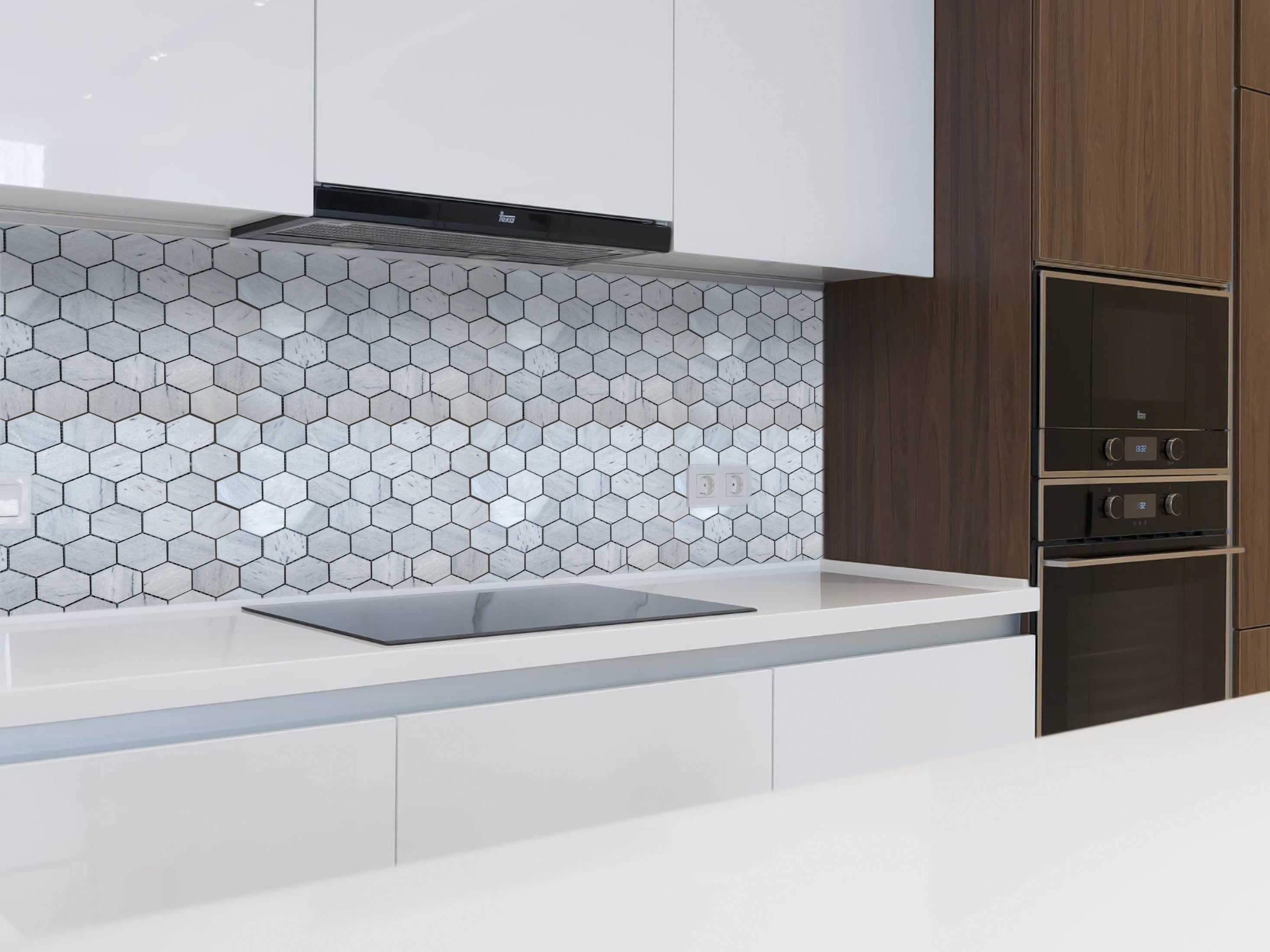 Solto White Marble 2" Hexagon on 12" x 12" Mesh Mosaic Tile - Belair Collection