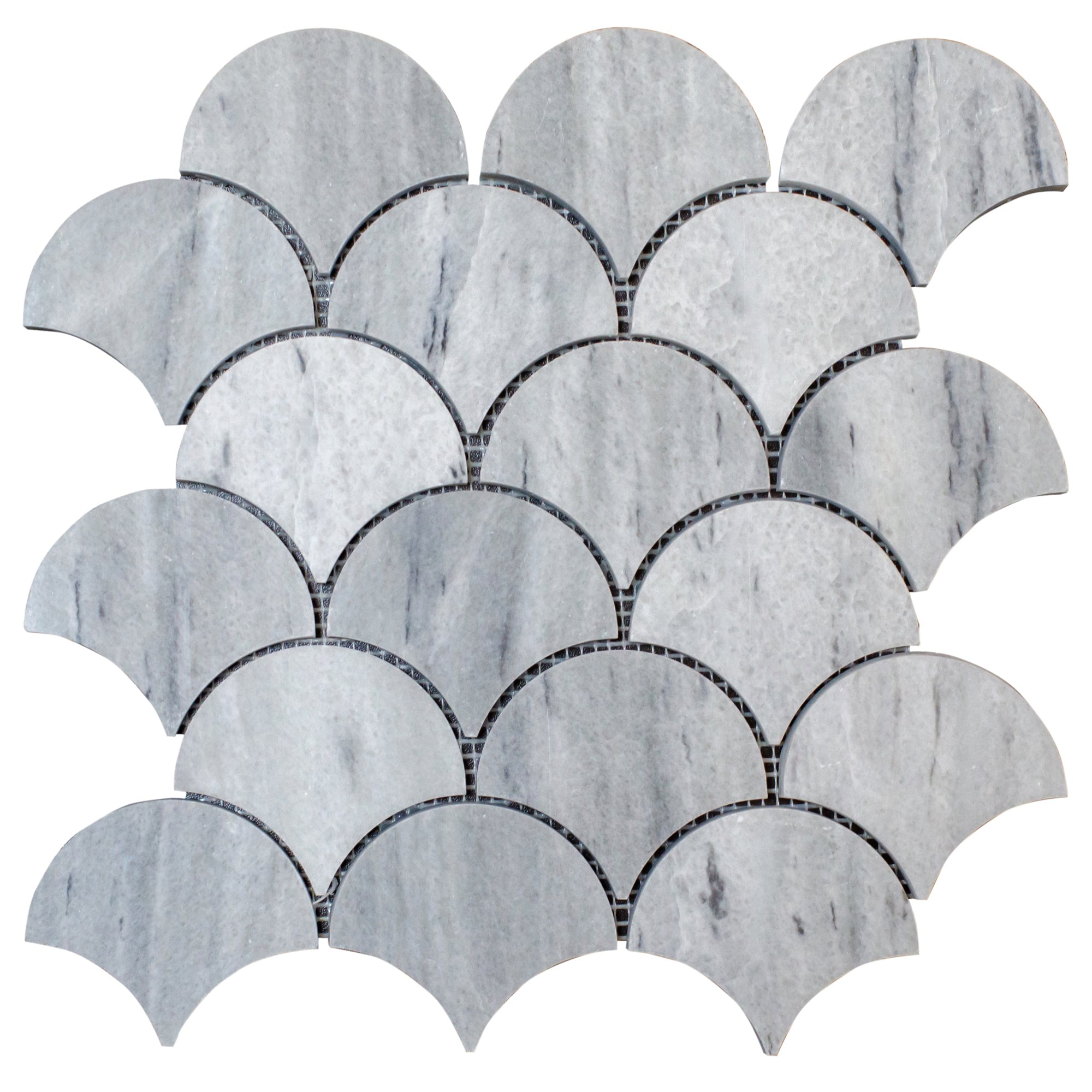 Solto White Marble Laguna on 12" x 12" Mesh Mosaic Tile - Belair Collection