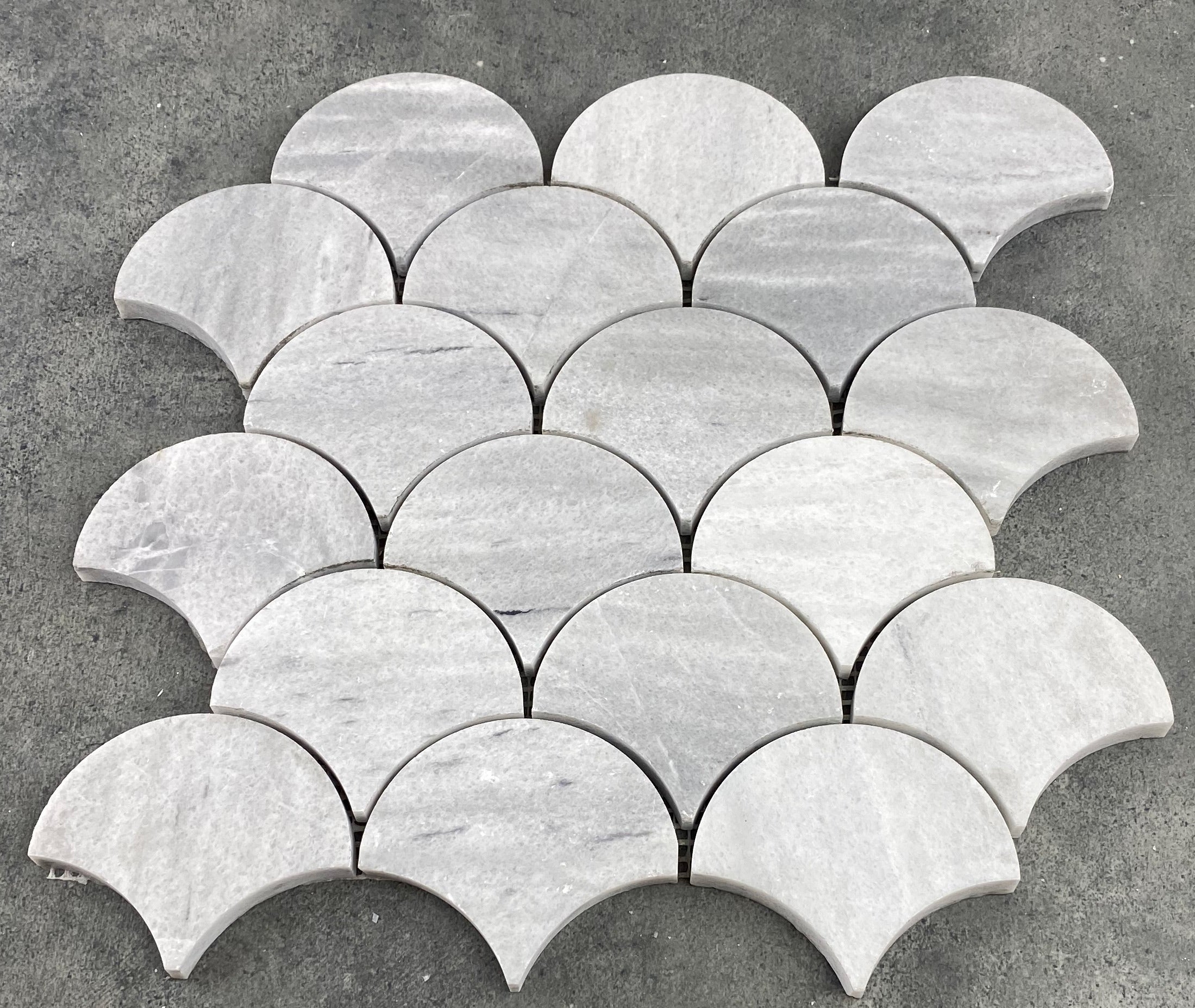 Solto White Marble Laguna on 12" x 12" Mesh Mosaic Tile - Belair Collection