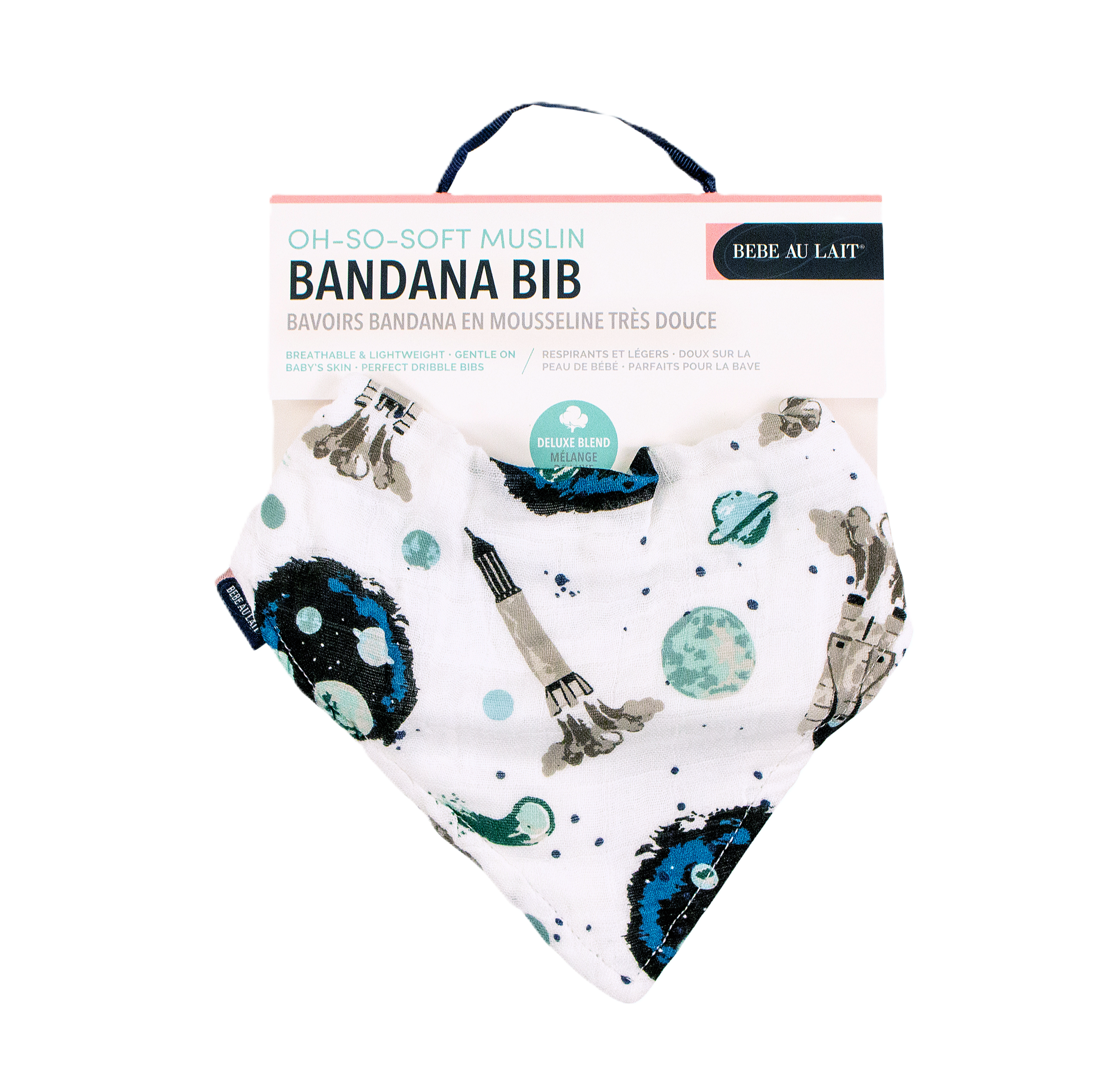 Space Oh So Soft Muslin Bandana Bib Bib Bebe au Lait   