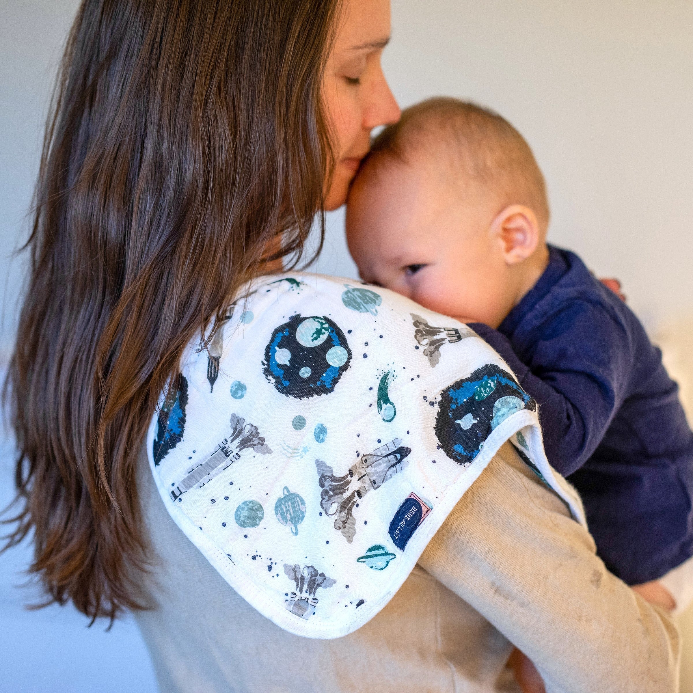 Space + Galaxy Oh So Soft Muslin Burp Cloths Burp Cloths Bebe au Lait   