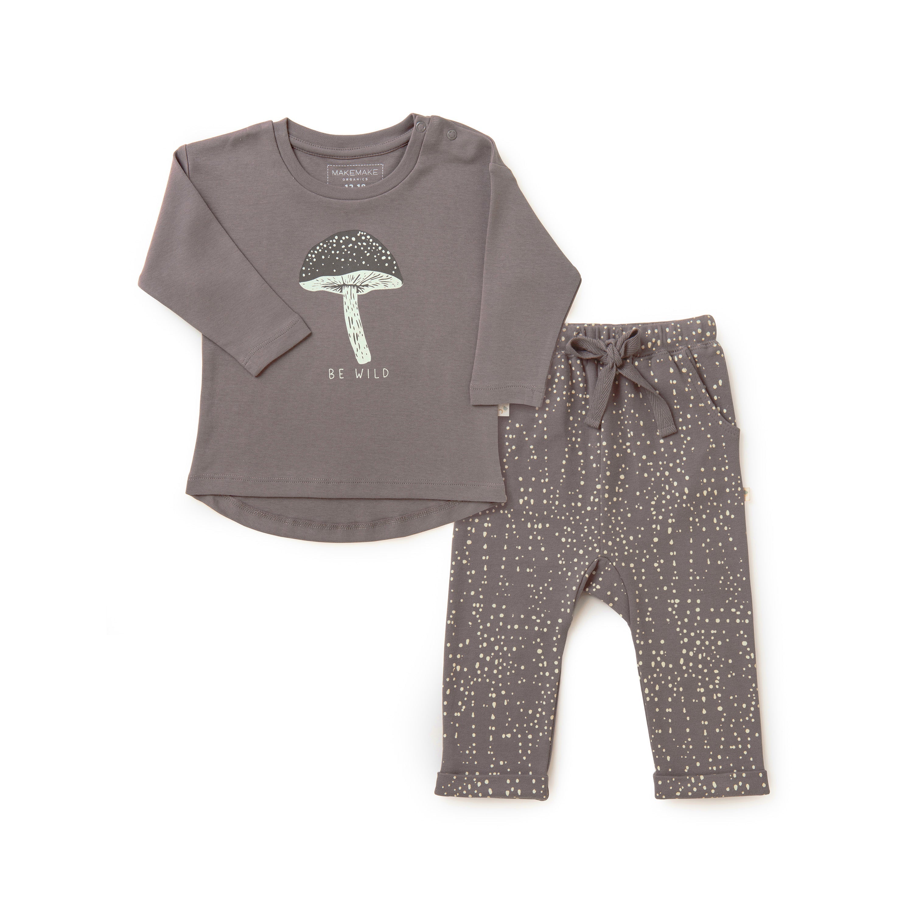 Organic Kids T-Shirt & Pant Set - Be Wild Tee & Pant Set Makemake Organics   