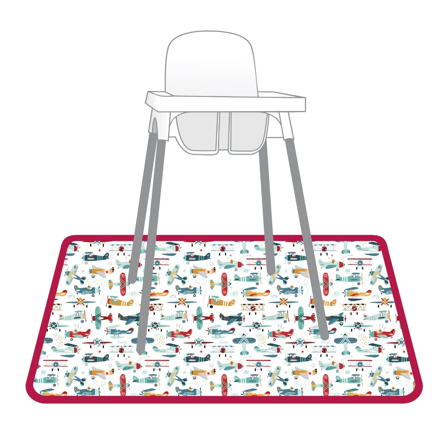 Retro Airplanes Splash Mat - A Waterproof Catch-All for Highchair Spills and More!  BapronBaby   