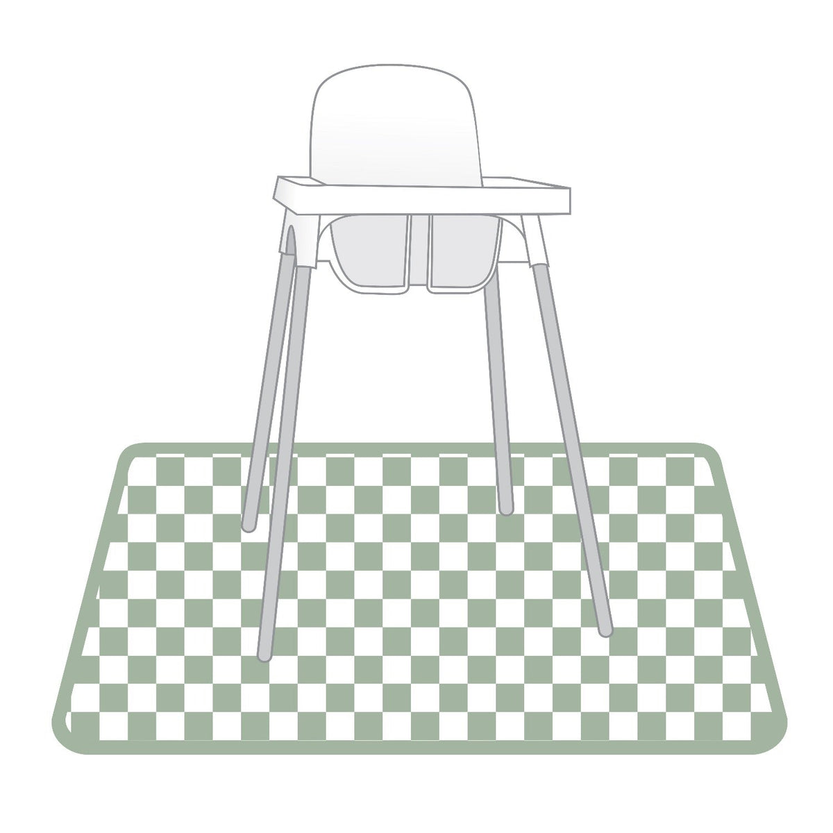 Sage Checkerboard Splash Mat  - A Waterproof Catch-All for Highchair Spills and More!