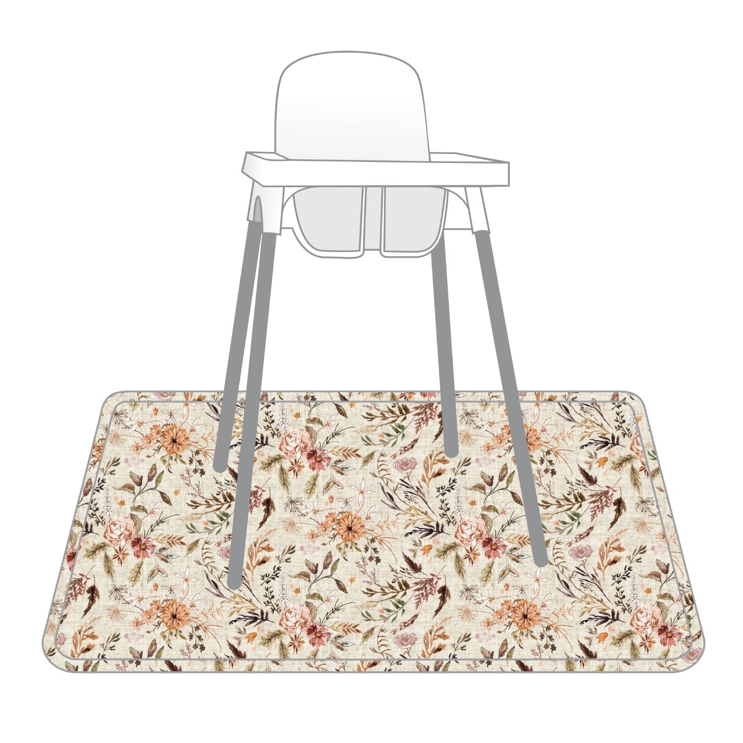 Delilah Floral Splash Mat - A Waterproof Catch-All for Highchair Spills and More!  BapronBaby   