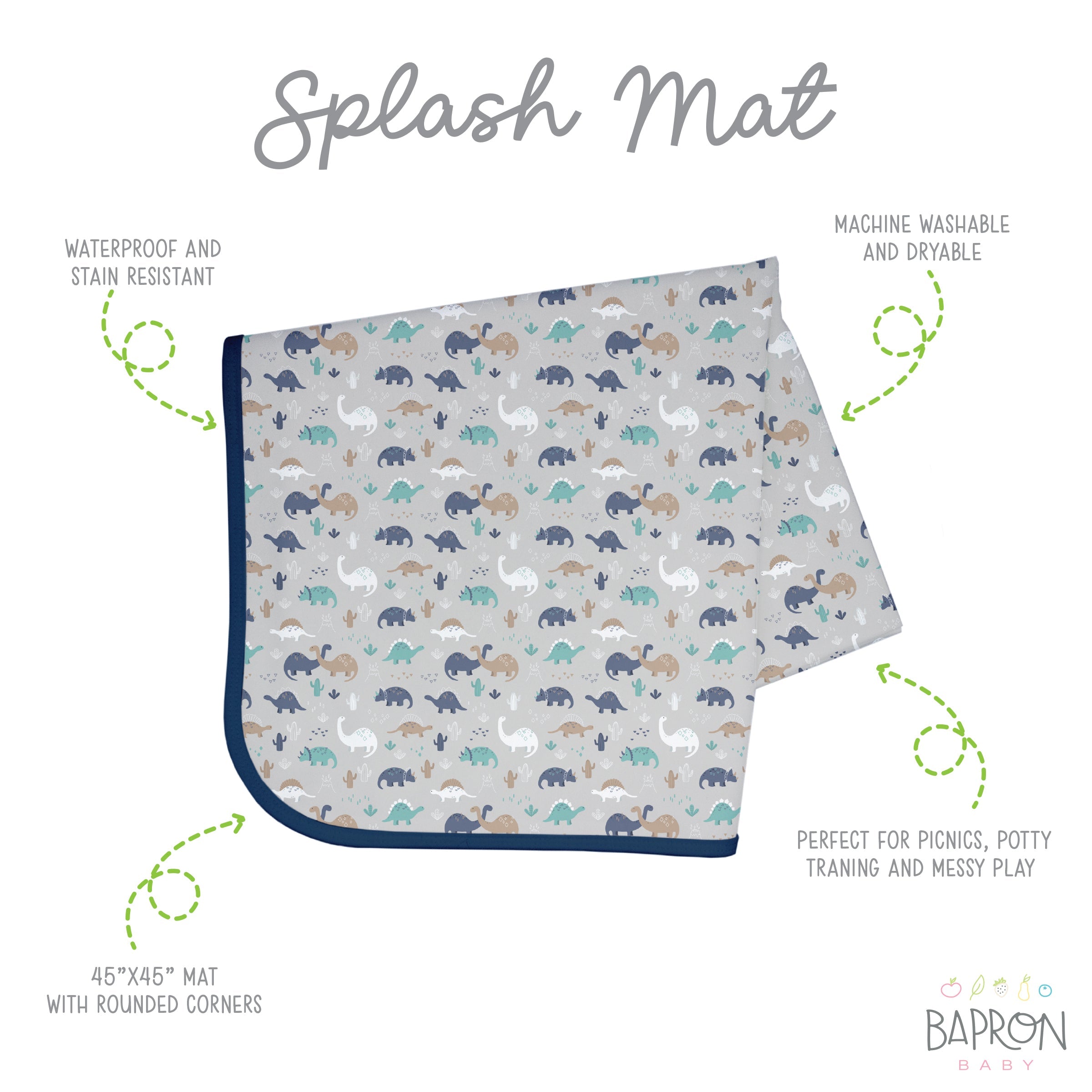 Desert Dinos Splash Mat - A Waterproof Catch-All for Highchair Spills and More!  BapronBaby   