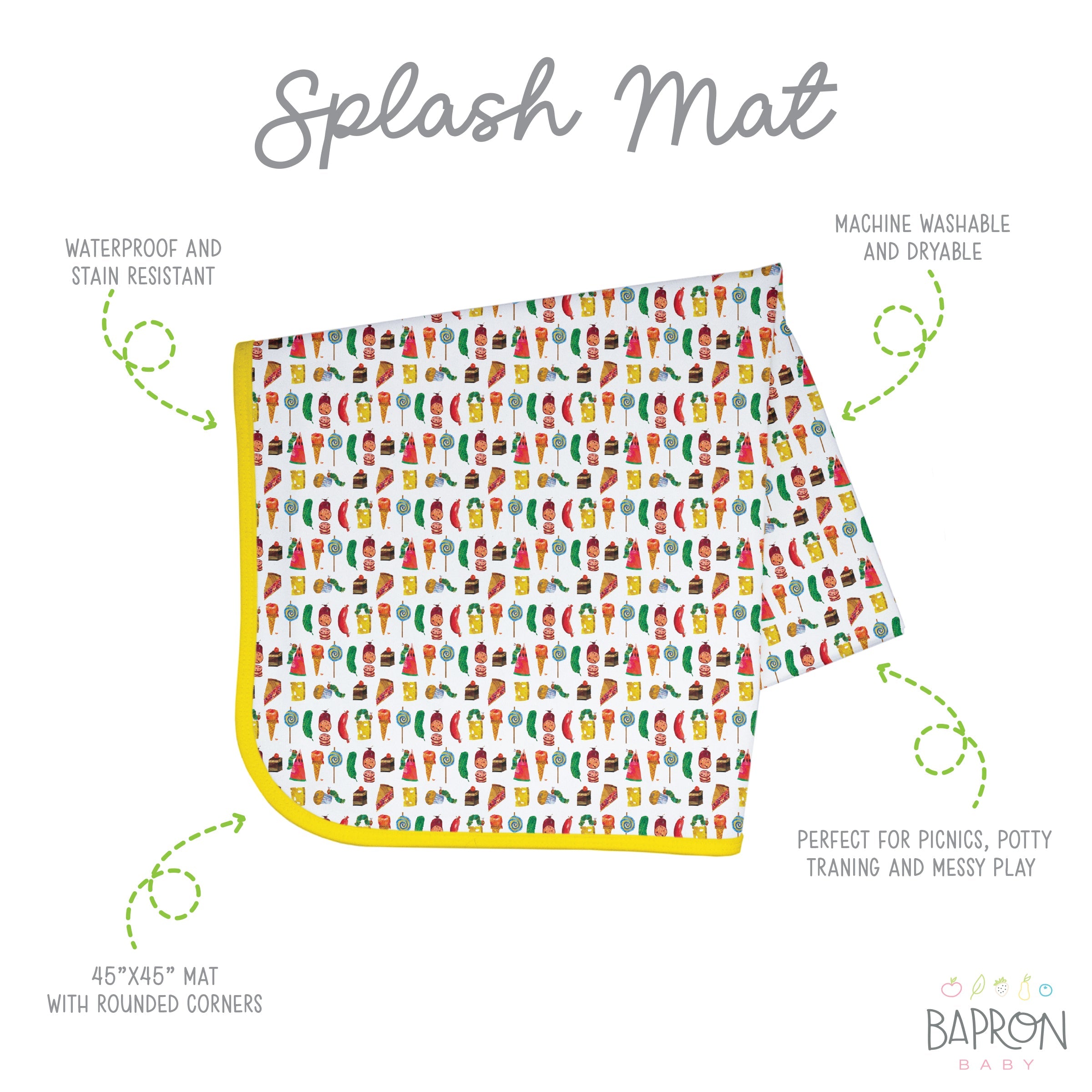 Food Parade Splash Mat - from the World Of Eric Carle - A Waterproof Catch-All for Highchair Spills and More!  BapronBaby   