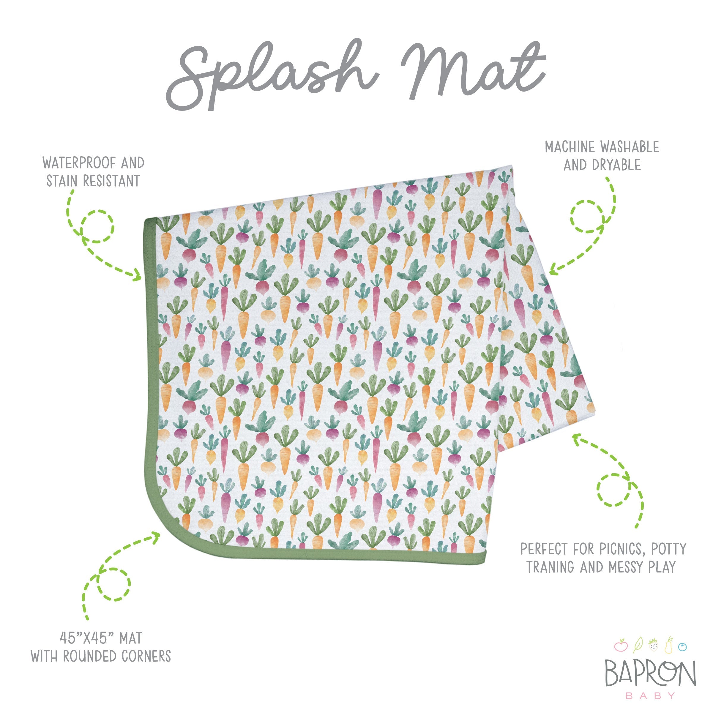 Farm Produce Splash Mat - A Waterproof Catch-All for Highchair Spills and More!  BapronBaby   