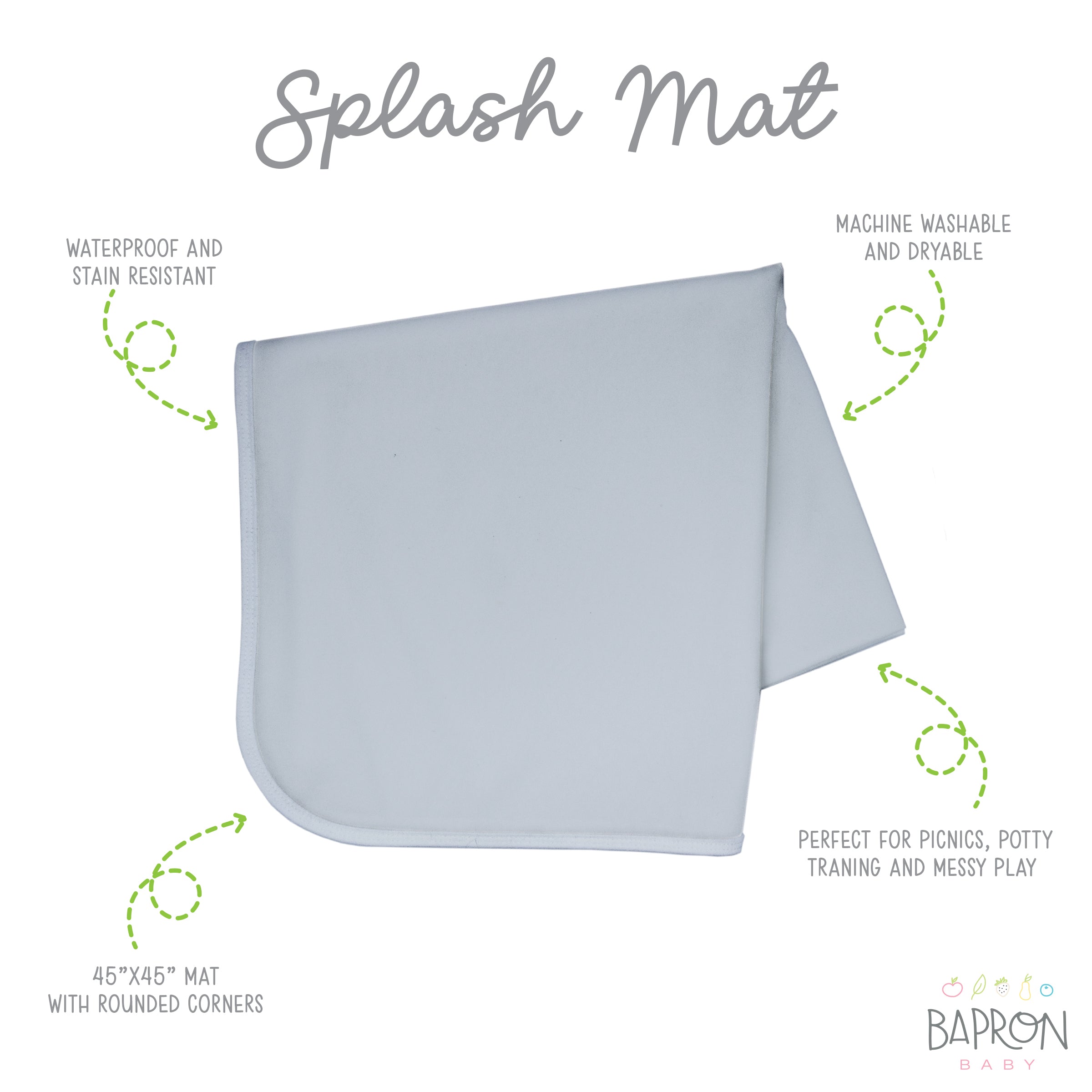 Solid Light Gray Minimalist Splash Mat - A Waterproof Catch-All for Highchair Spills and More!  BapronBaby   