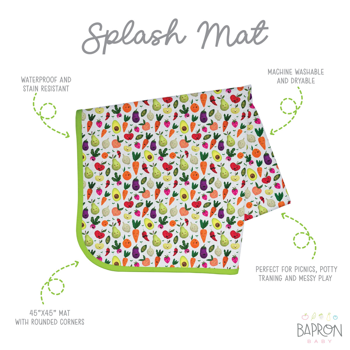 Market Fresh Produce Splash Mat - A Waterproof Catch-All for Highchair Spills and More!