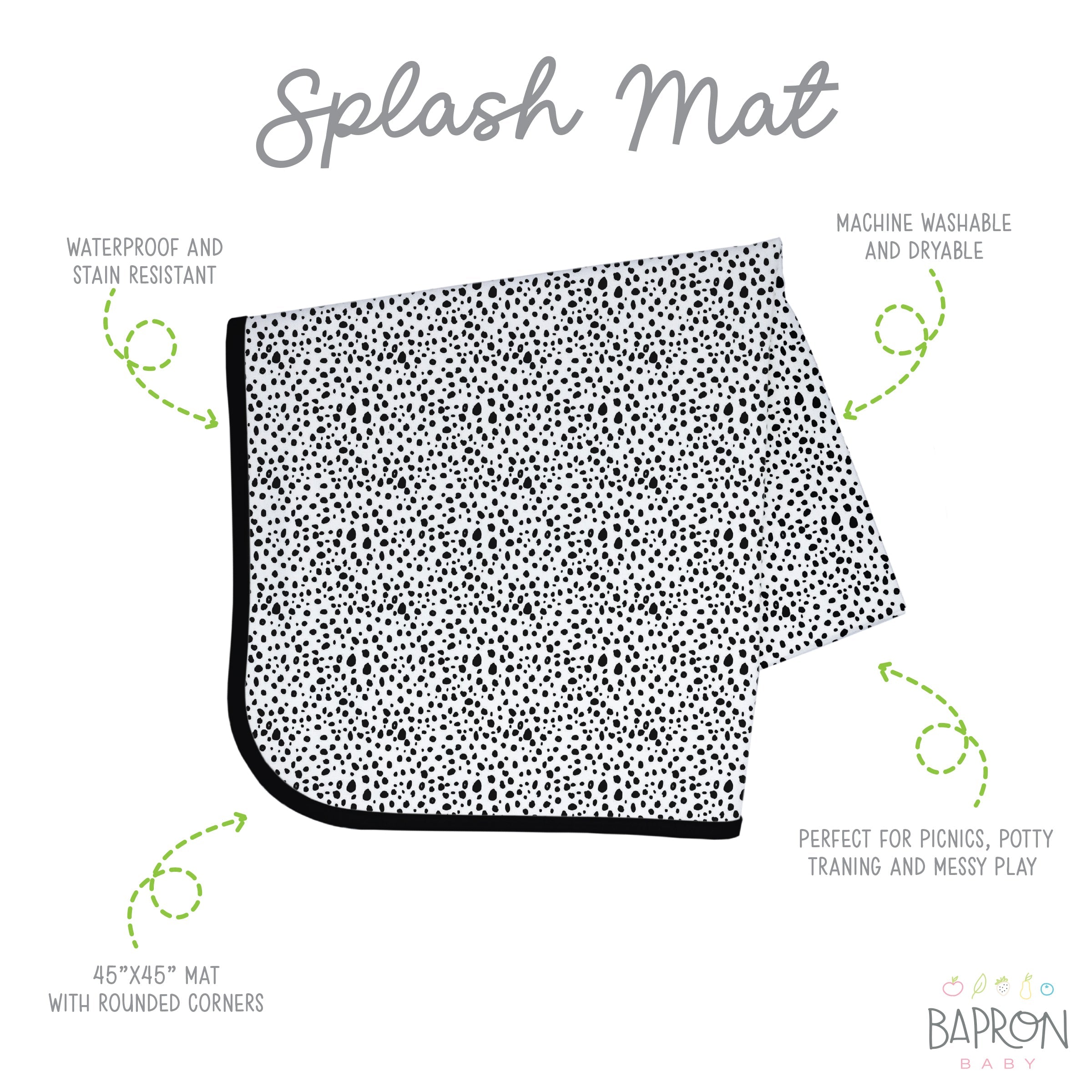 Organic Dot Splash Mat - A Waterproof Catch-All for Highchair Spills and More!  BapronBaby   