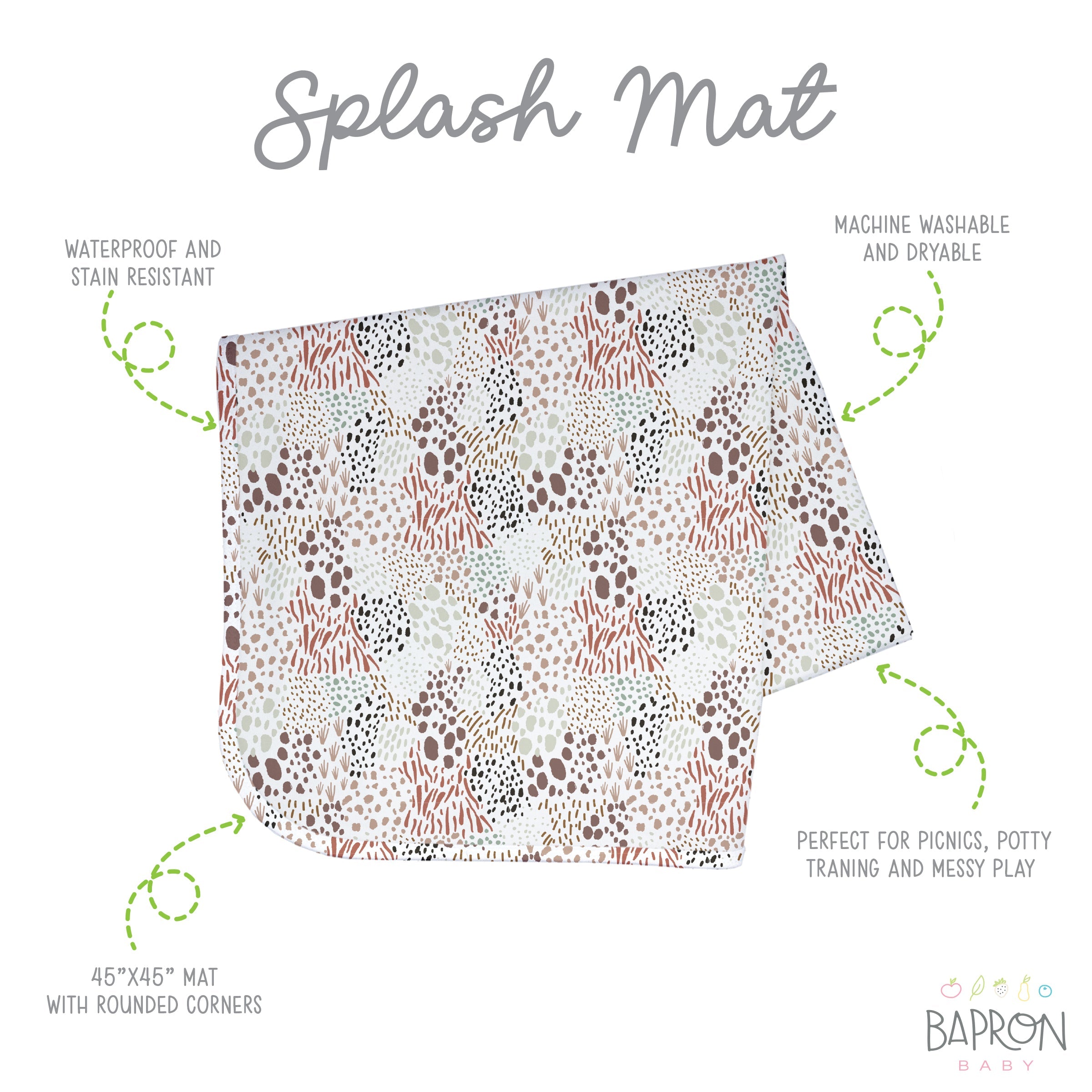 Wild Splash Mat - A Waterproof Catch-All for Highchair Spills and More!  BapronBaby   